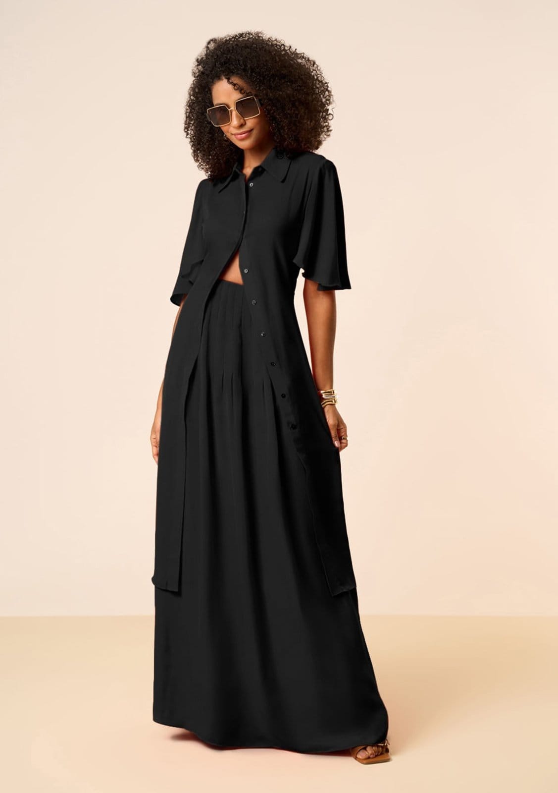 Saia Maria Valentina Evasê Alta Longa