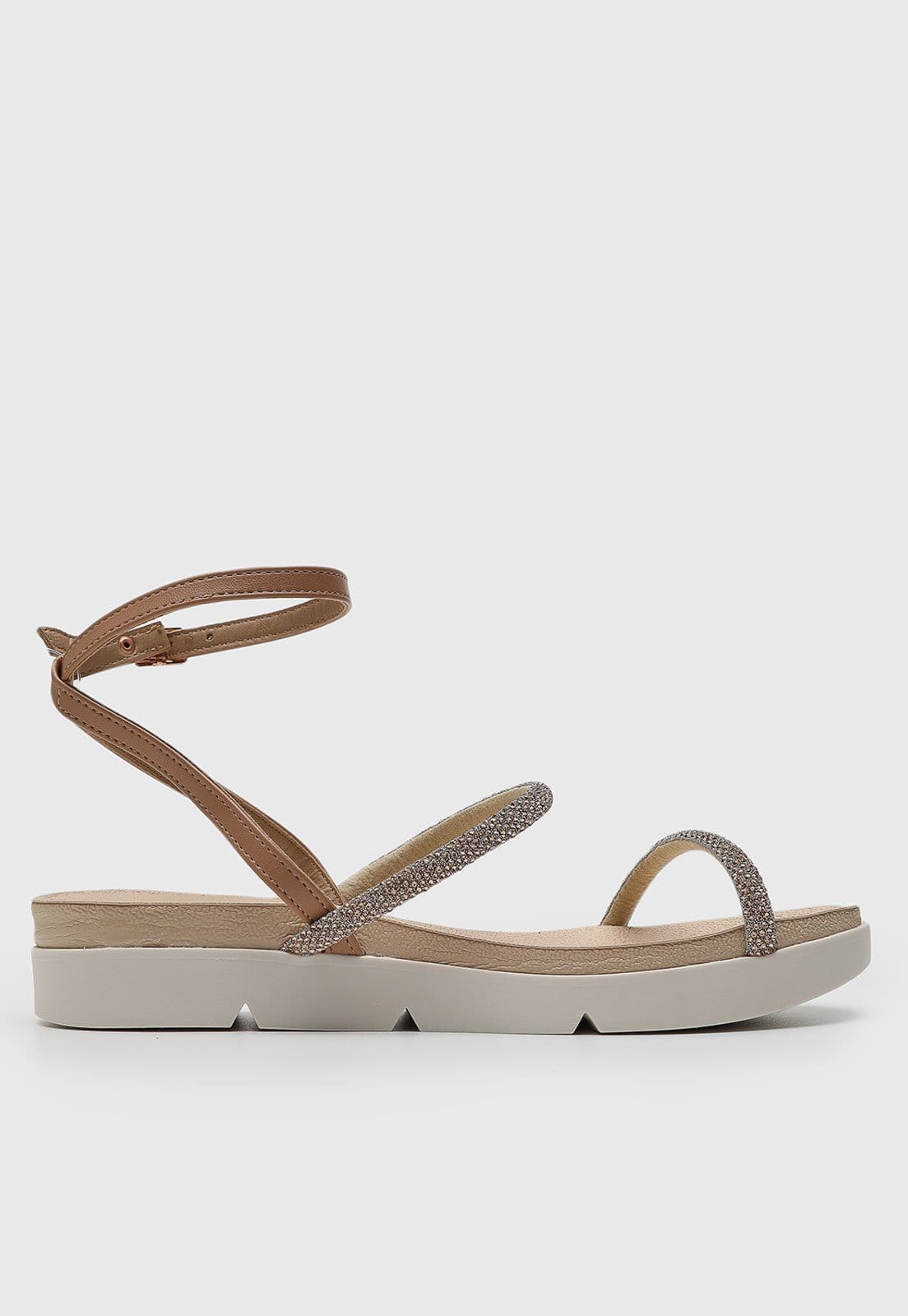 Vista 2 Sandália Feminina Beira Rio Tiras Brilhantes BEIRA RIO nude