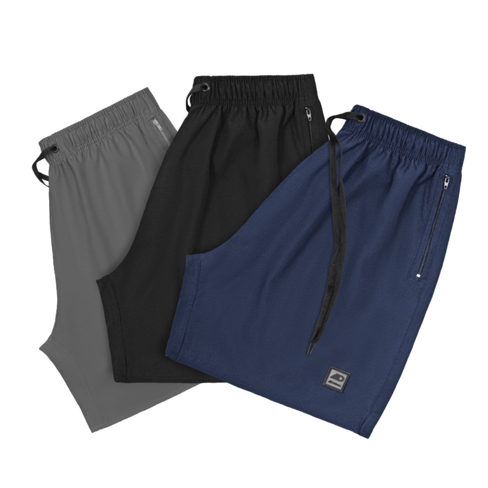 Kit 3 Shorts com Zíper nos Bolsos Bermuda de Tactel com Elastano