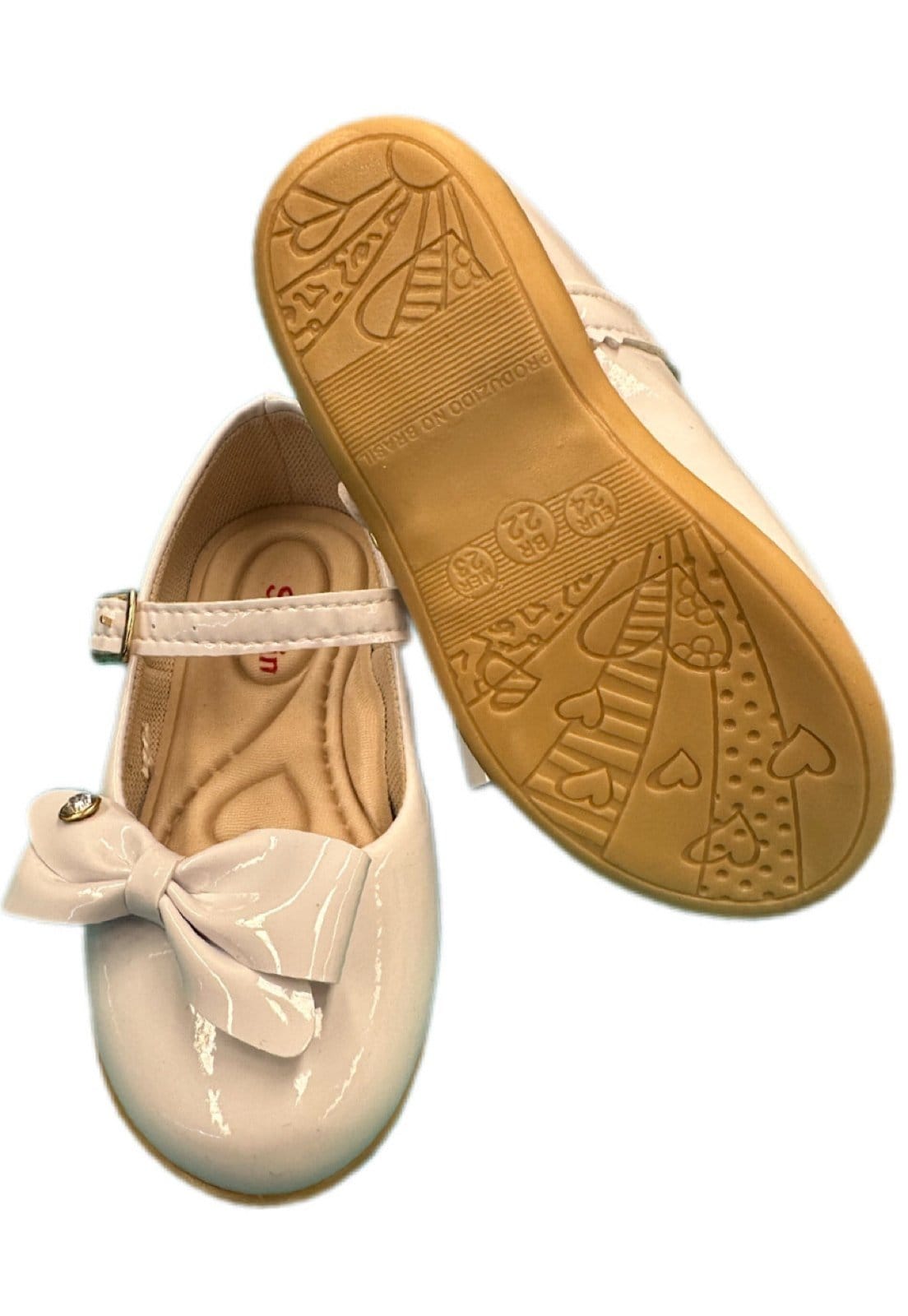 Vista 2 Infantil - Sapatilha Rasteira Verniz Solzim Laço lateral Branca SOLZIM CALÇADOS branco