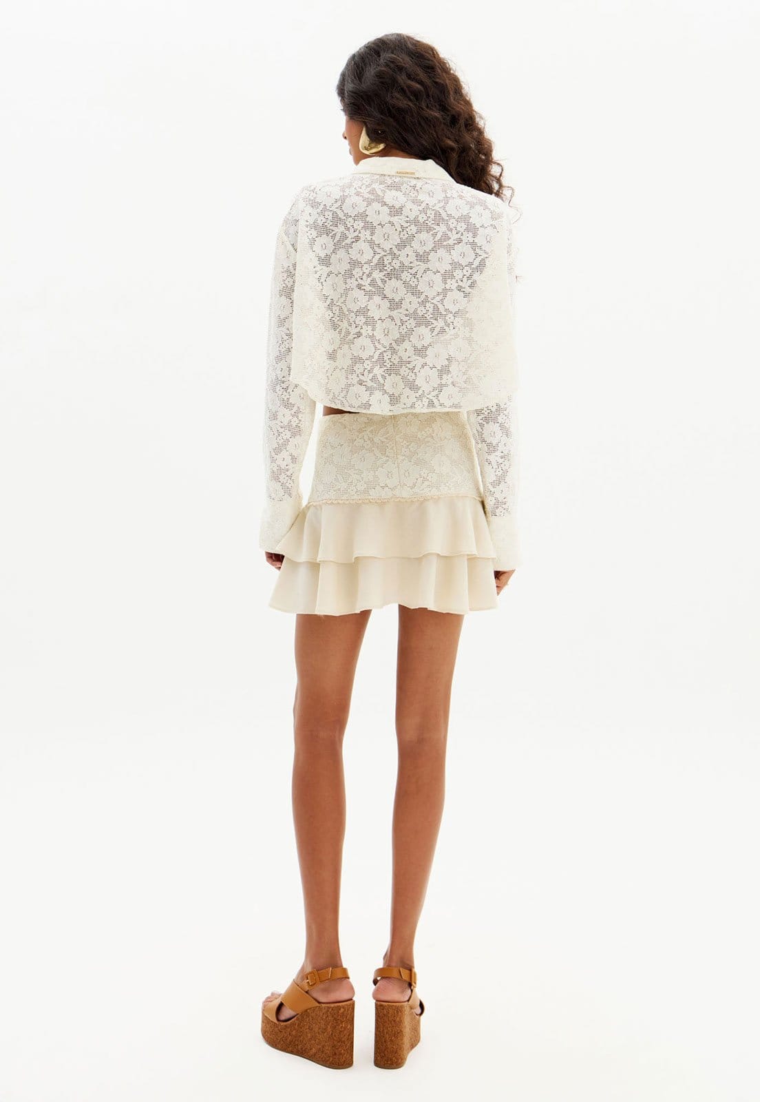 Vista 2 Saia Curta My Favorite com Babados Off-White My Favorite off-white white