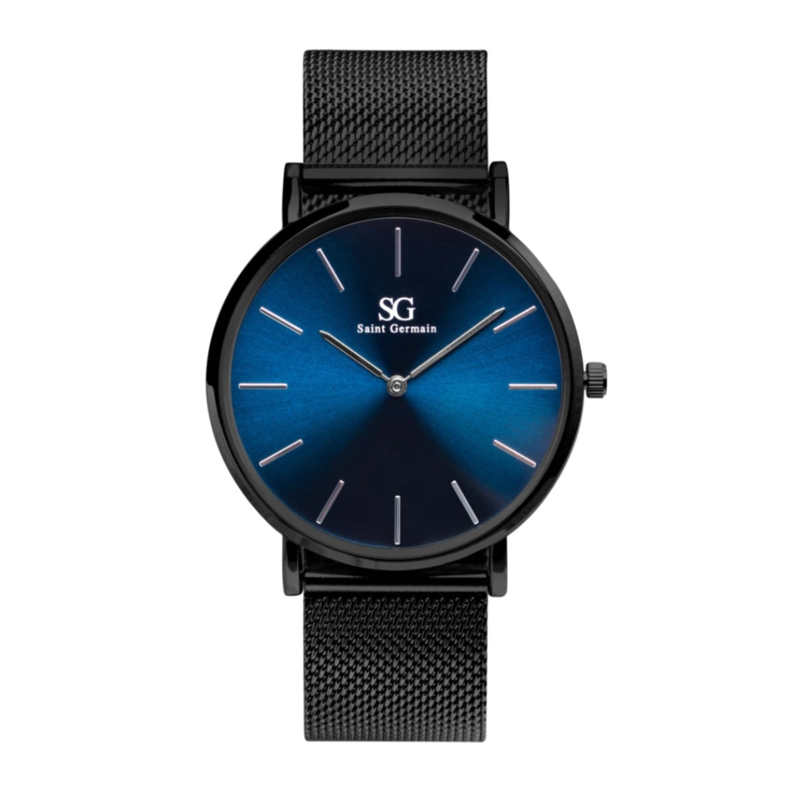 Relógio Masculino Saint Germain Minimalista Pulseira Preta Houston Full Blue 40mm
