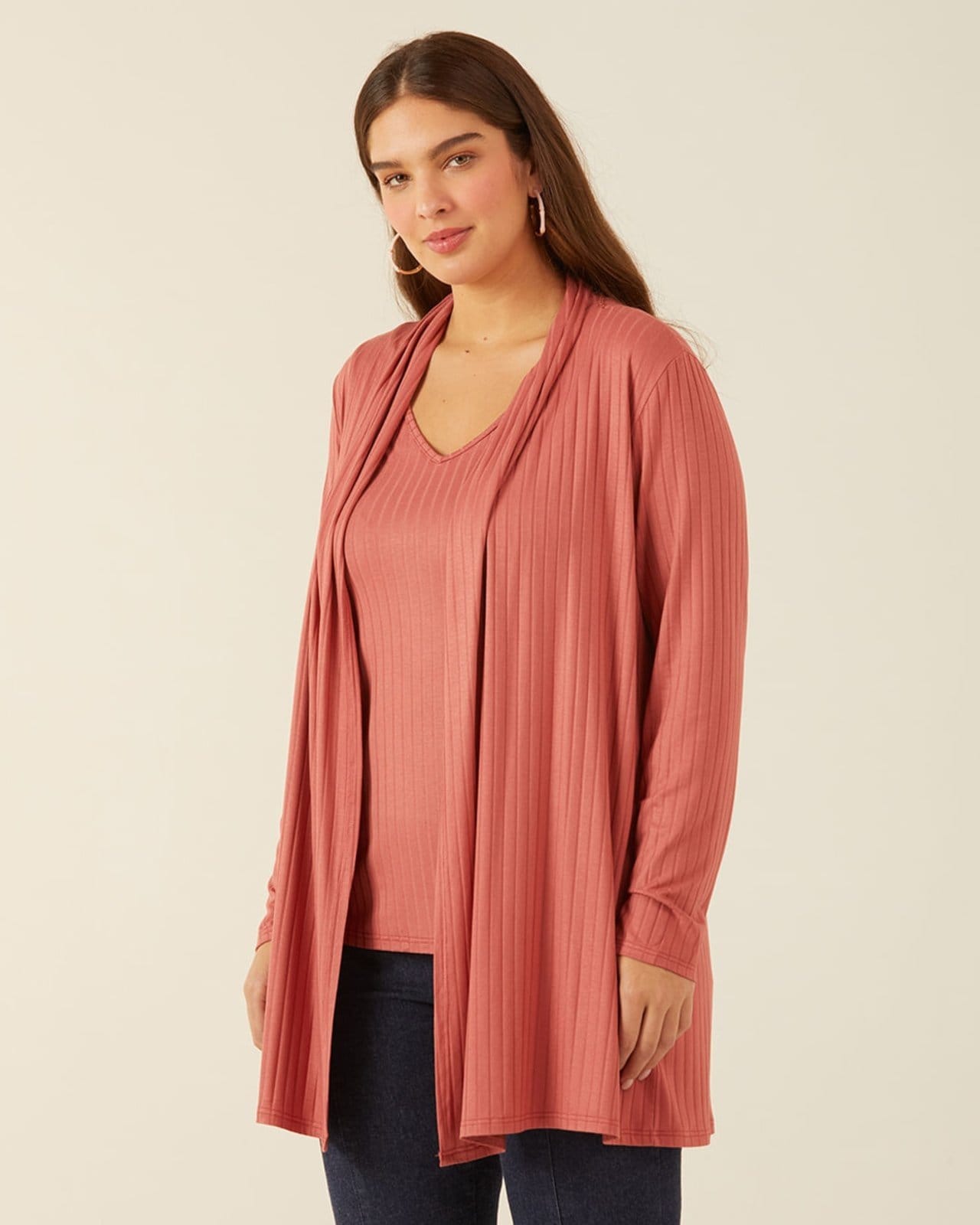 Vista 2 Cardigan Em Canelado De Viscose Malwee Plus Malwee roxo
