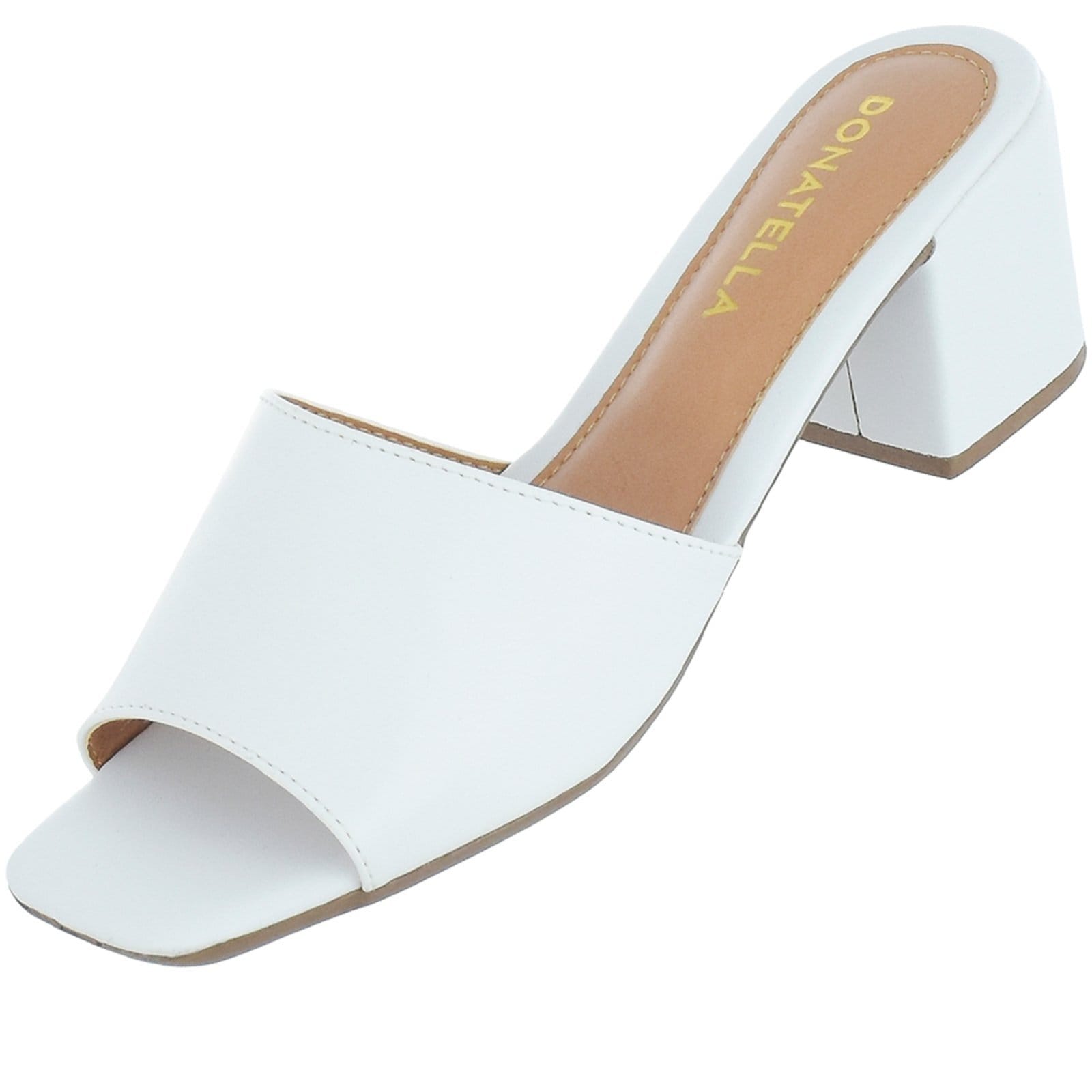 Vista 2 Sandália Feminina Tamanco Salto Alto Bloco CM Calçados Liso Monte Shoes branco