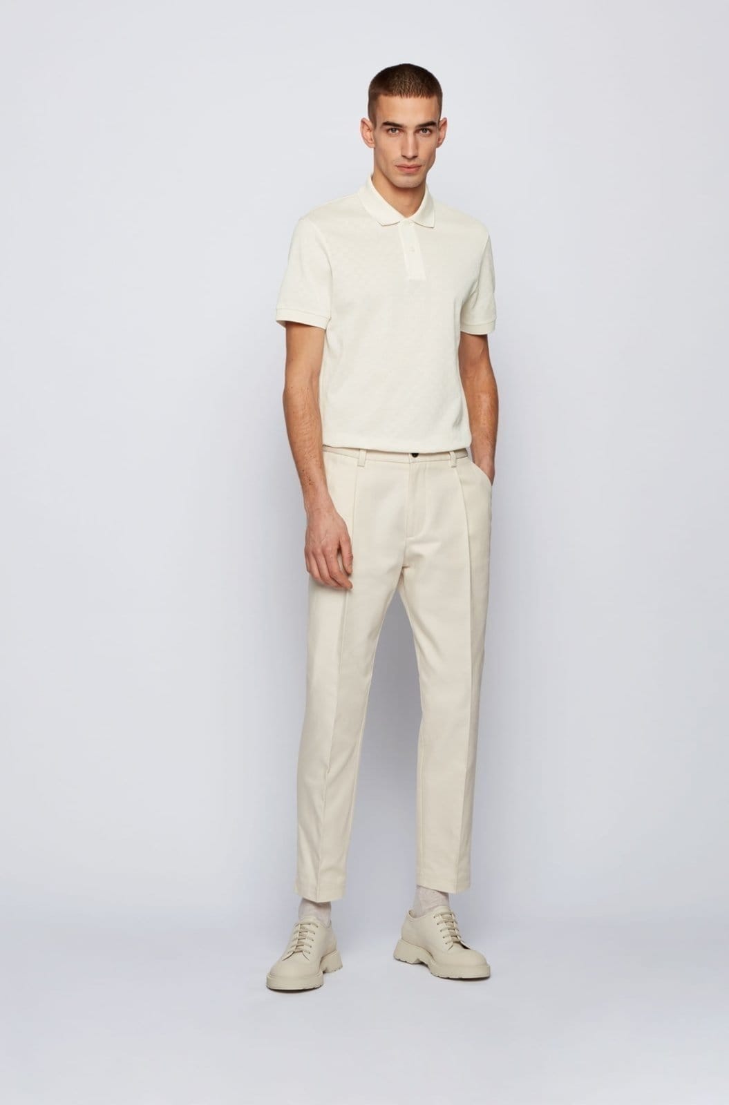 Vista 2 Camisa Polo Regular Fit Em Algodão Estruturado Mercerizado Boss branco