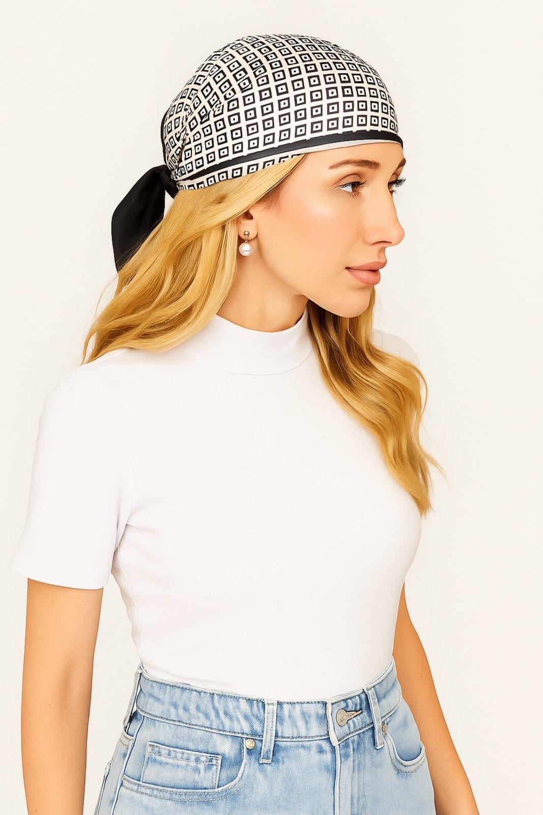 Lenço Cetim Boho DBell Outlet Fashion Boho Branco