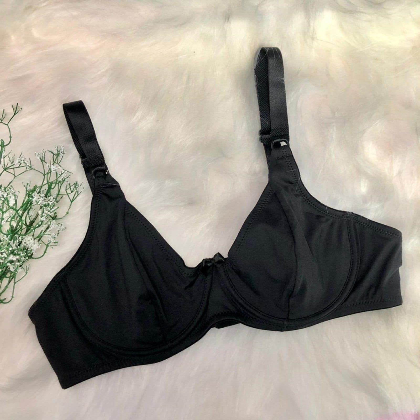 Vista principal Sutiã meia taça sem bojo com aro COR PRETA Doce Encanto bege/branco/preto