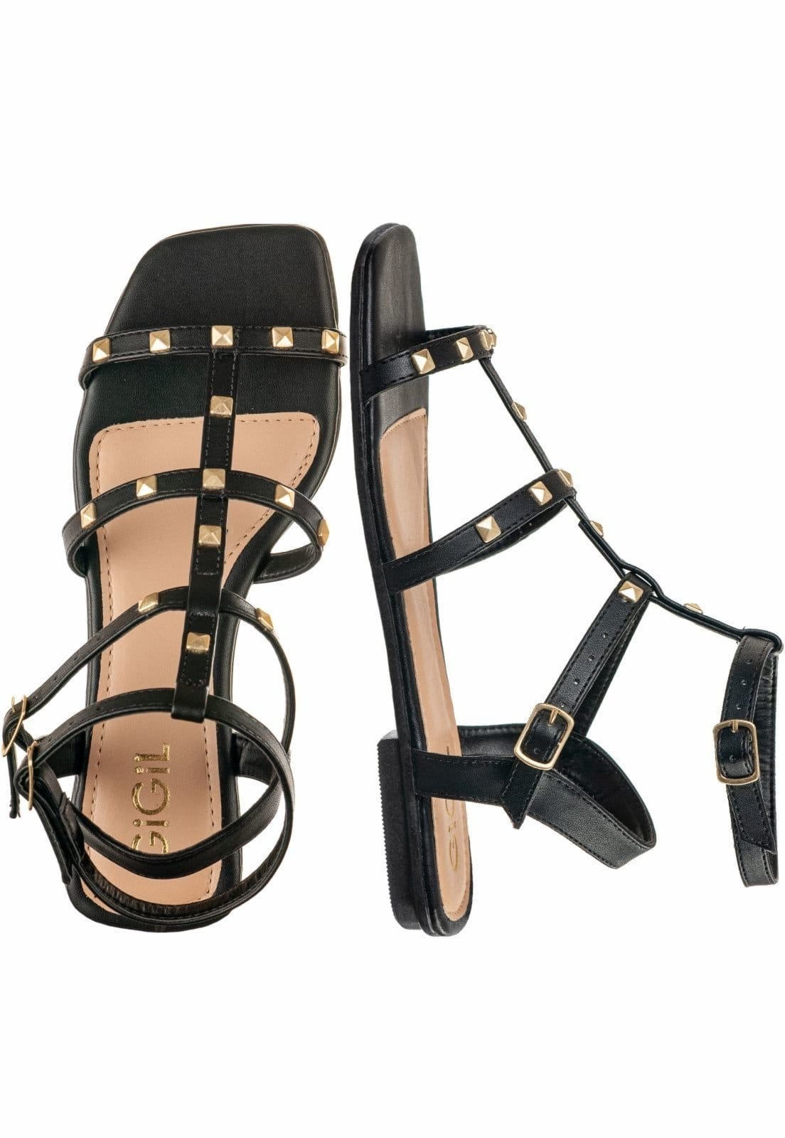 Vista 2 Sandália Rasteira Gigil Gladiadora Gigil preto