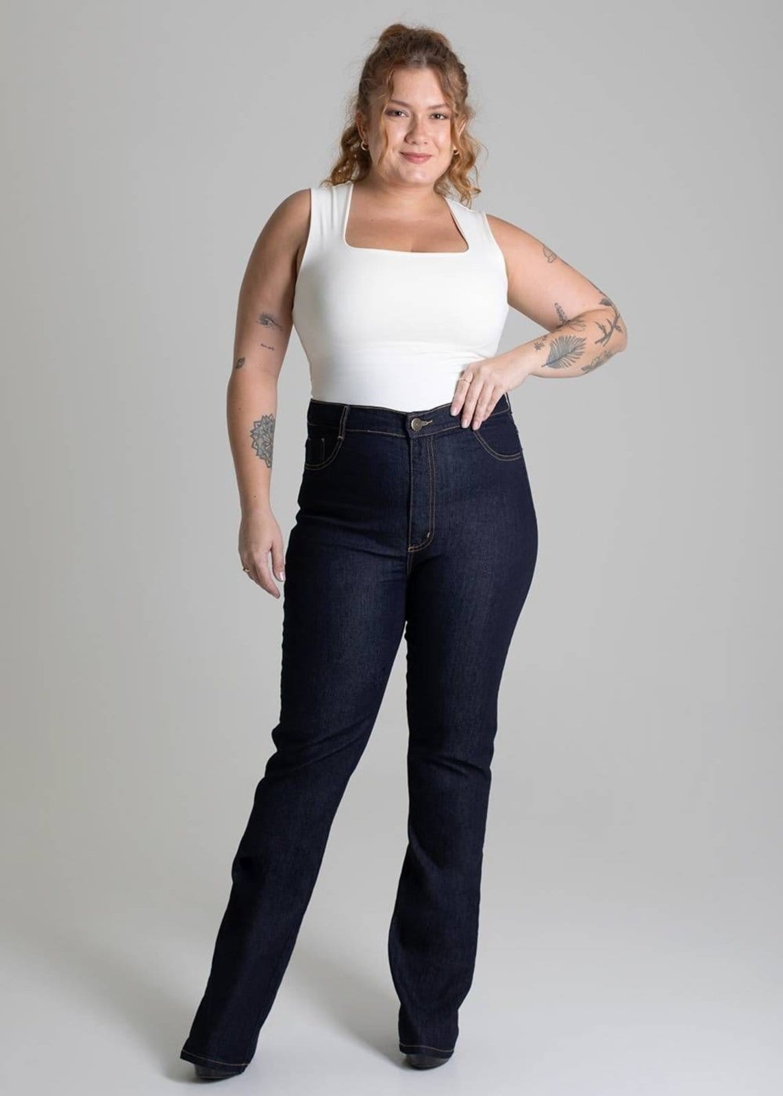 Vista 2 Calça Jeans Sawary Plus Size Bootcut - 275222 Sawary azul