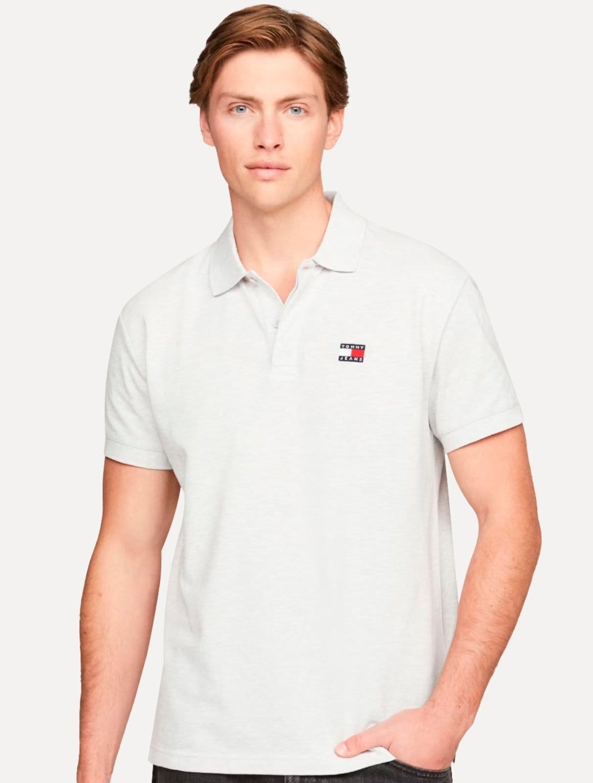 Polo Tommy Jeans Masculina Regular Flag Badge Branca