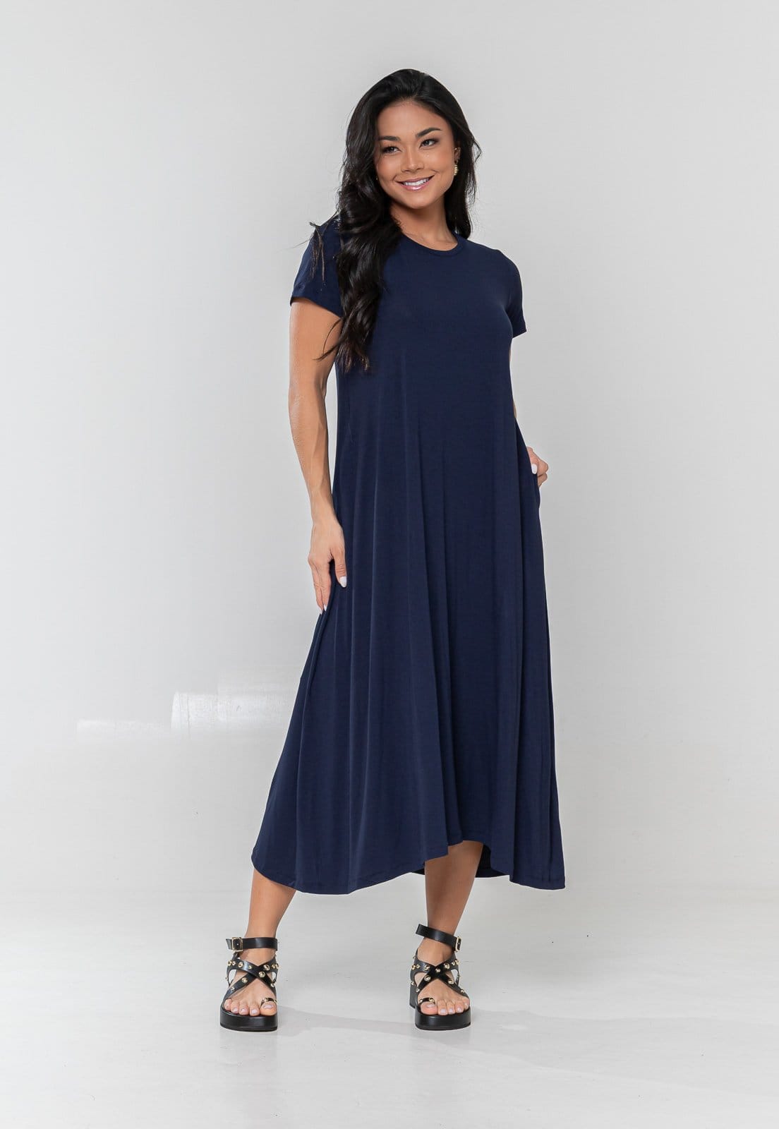 Vista principal Vestido Aura Midi New Bolsos Marinho Aura azul marinho