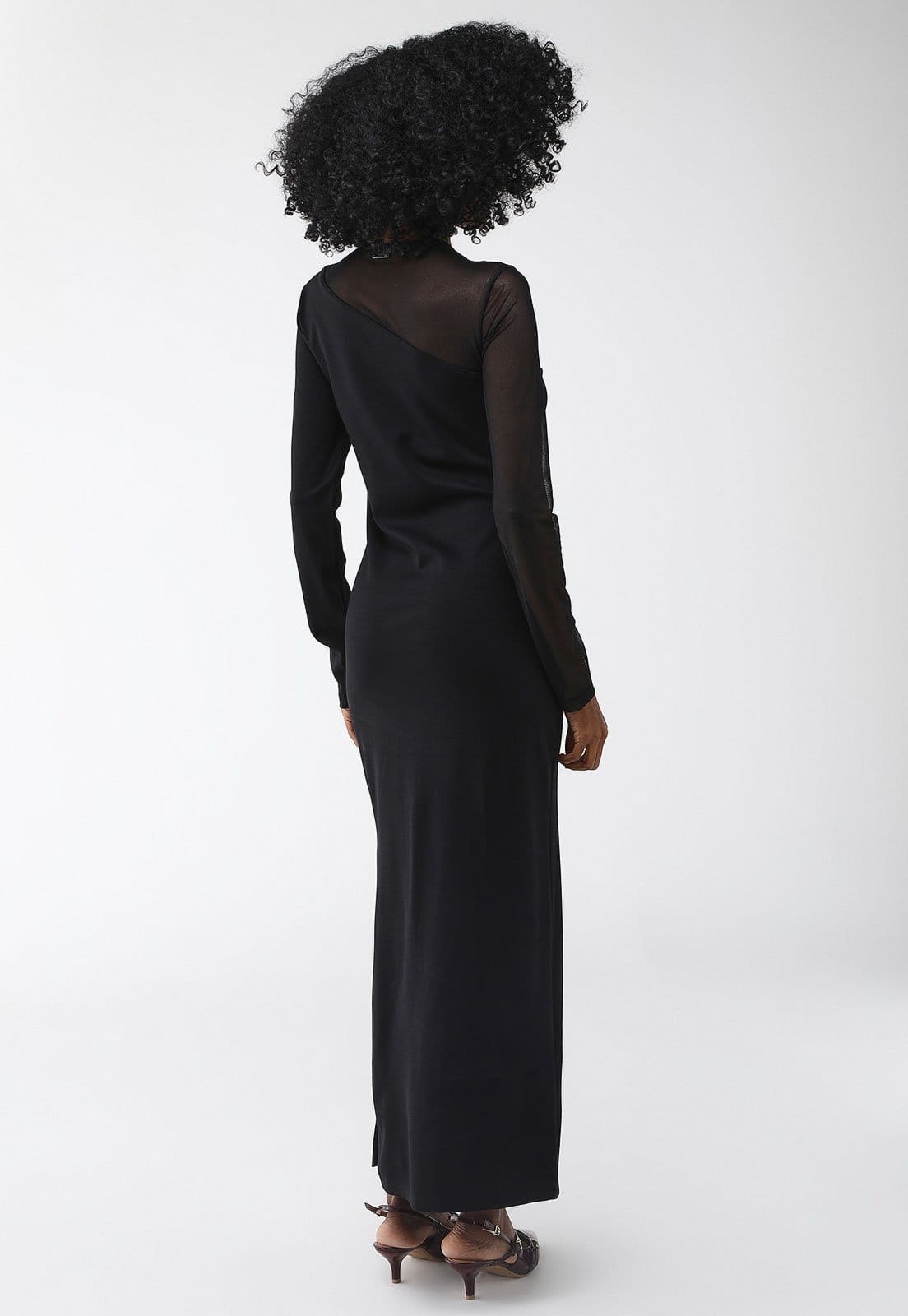 Vista 2 Vestido Forum Longo Recorte Tule Forum preto