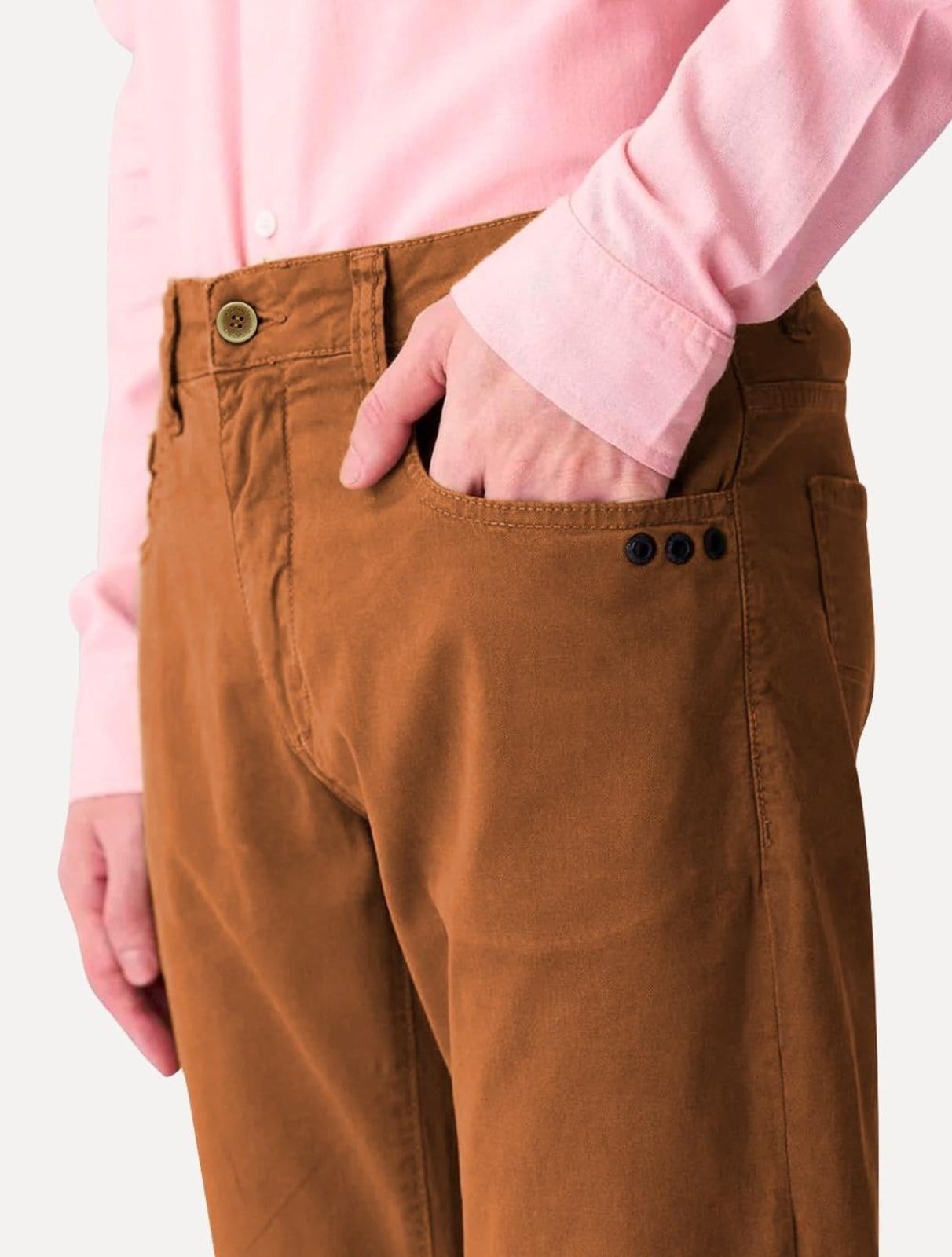 Vista 2 Calça Osklen Masculina Sarja Regular 5 Pockets Color Lisa Terracota Osklen laranja