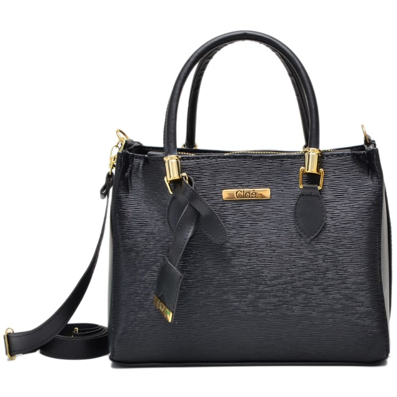 Vista 2 Bolsa Feminina Lorena Média Tote Baú Clube do Sapato de Franca Cloê Angik Preta Clube do Sapato de Franca multicolorido/preto