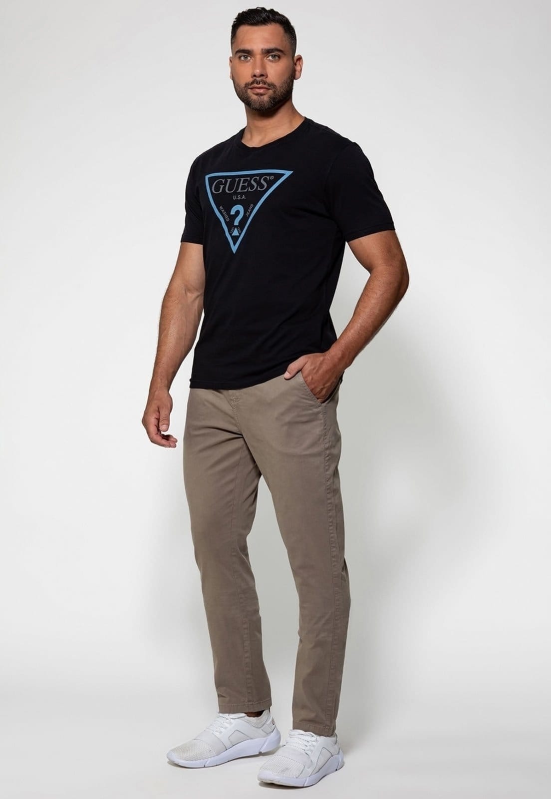 Vista 2 Calça Guess Chino Slim Bege Guess amarelo