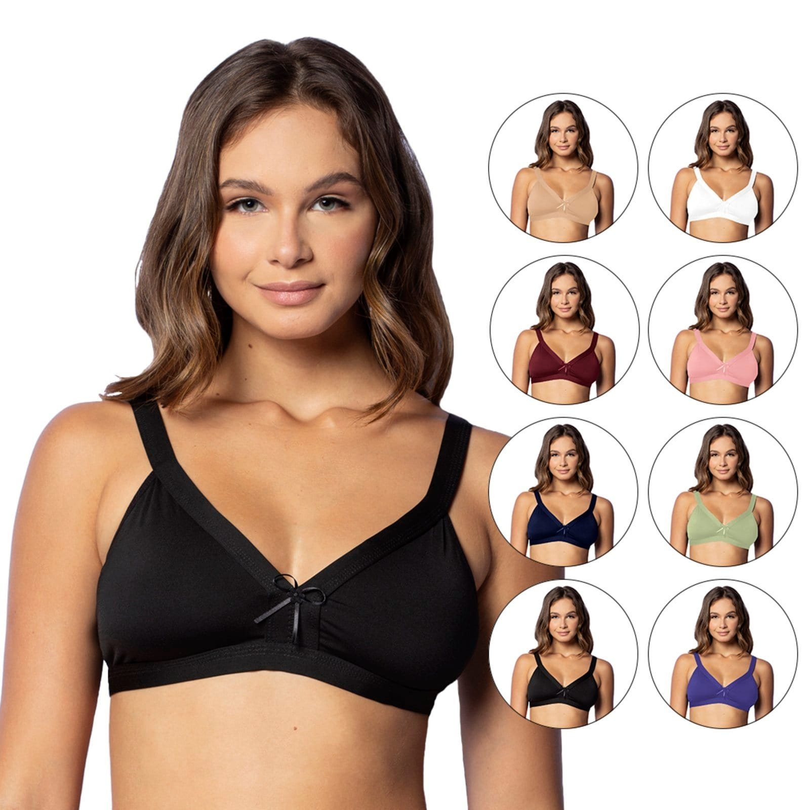 Kit 3 Sutiãs Gabi Lingerie Feminino Sem Bojo Liso Confortável Microfibra Básico Poliamida