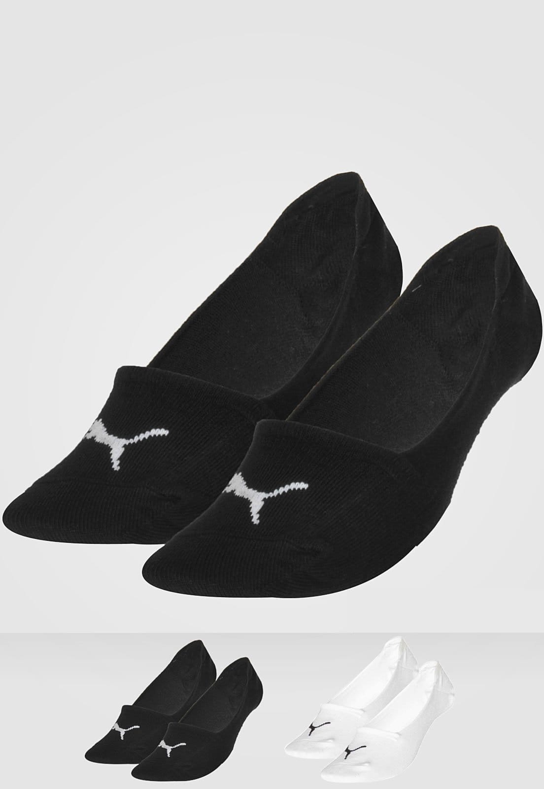 Vista principal Meia Invisível Masculina Puma Kit 2 Pares Preta Puma preto