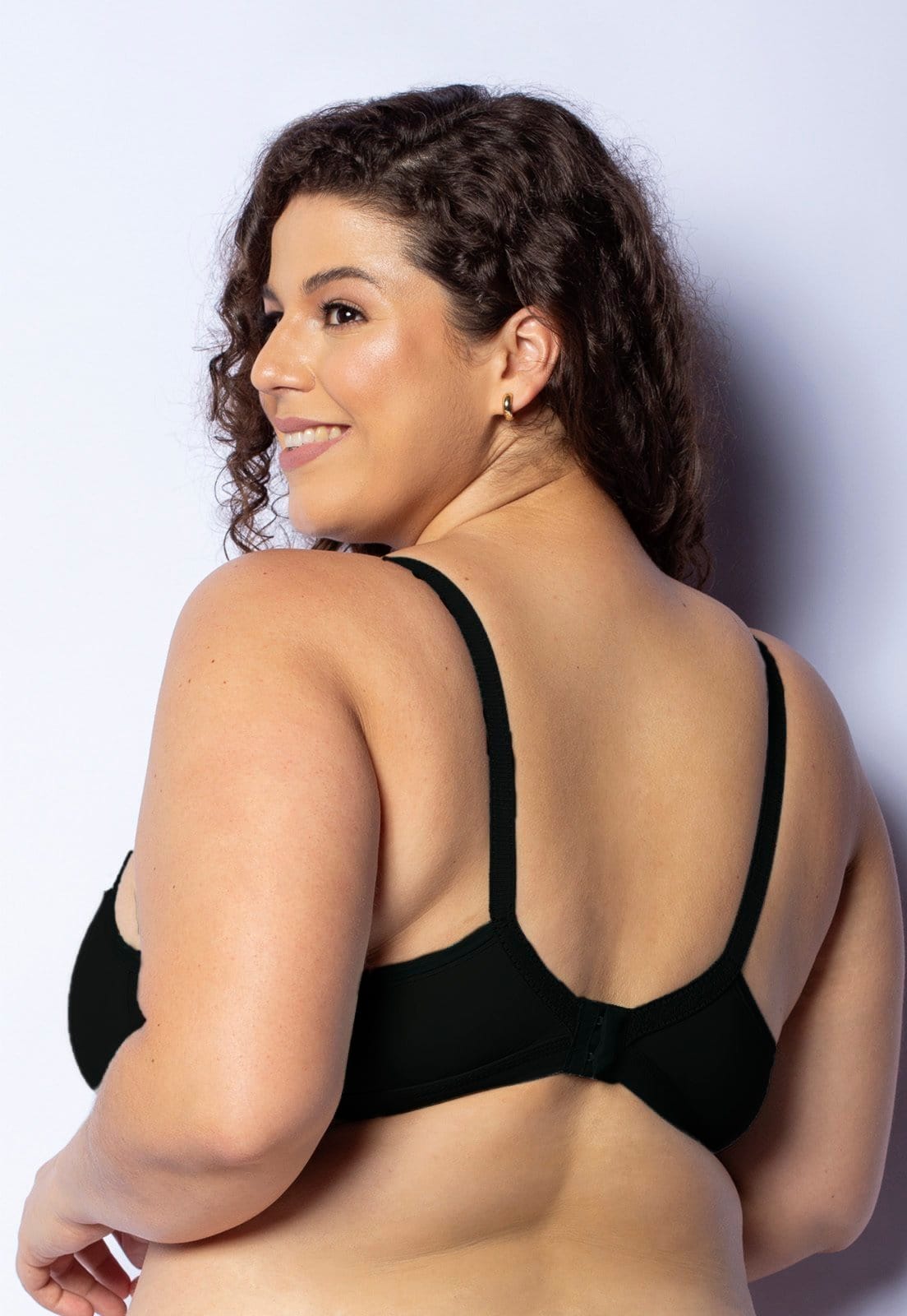 Vista 2 Sutiã Plus Size Gabi Lingerie Liso Reforçado Microfibra Básico Gabi Lingerie preto