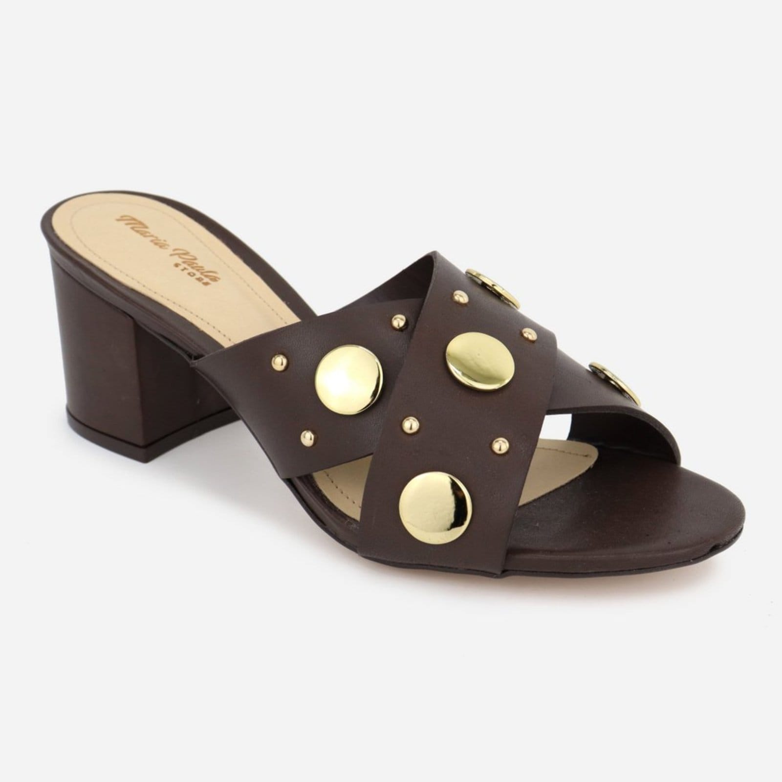 Vista 2 Tamanco Fácil Calce Maria Paula Couro Feminino MARIA PAULA café