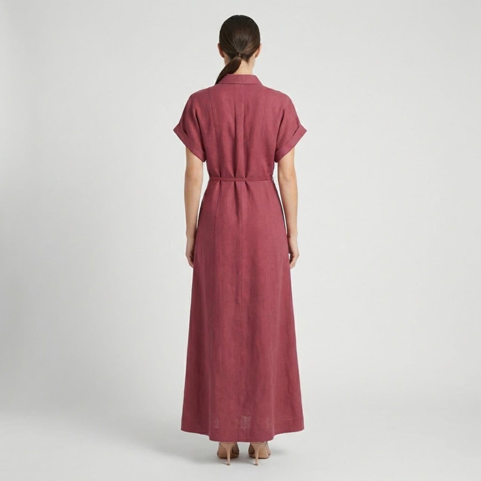 Vista 2 Vestido Midi Dudalina Chemise Ou26 Feminino Dudalina rosa