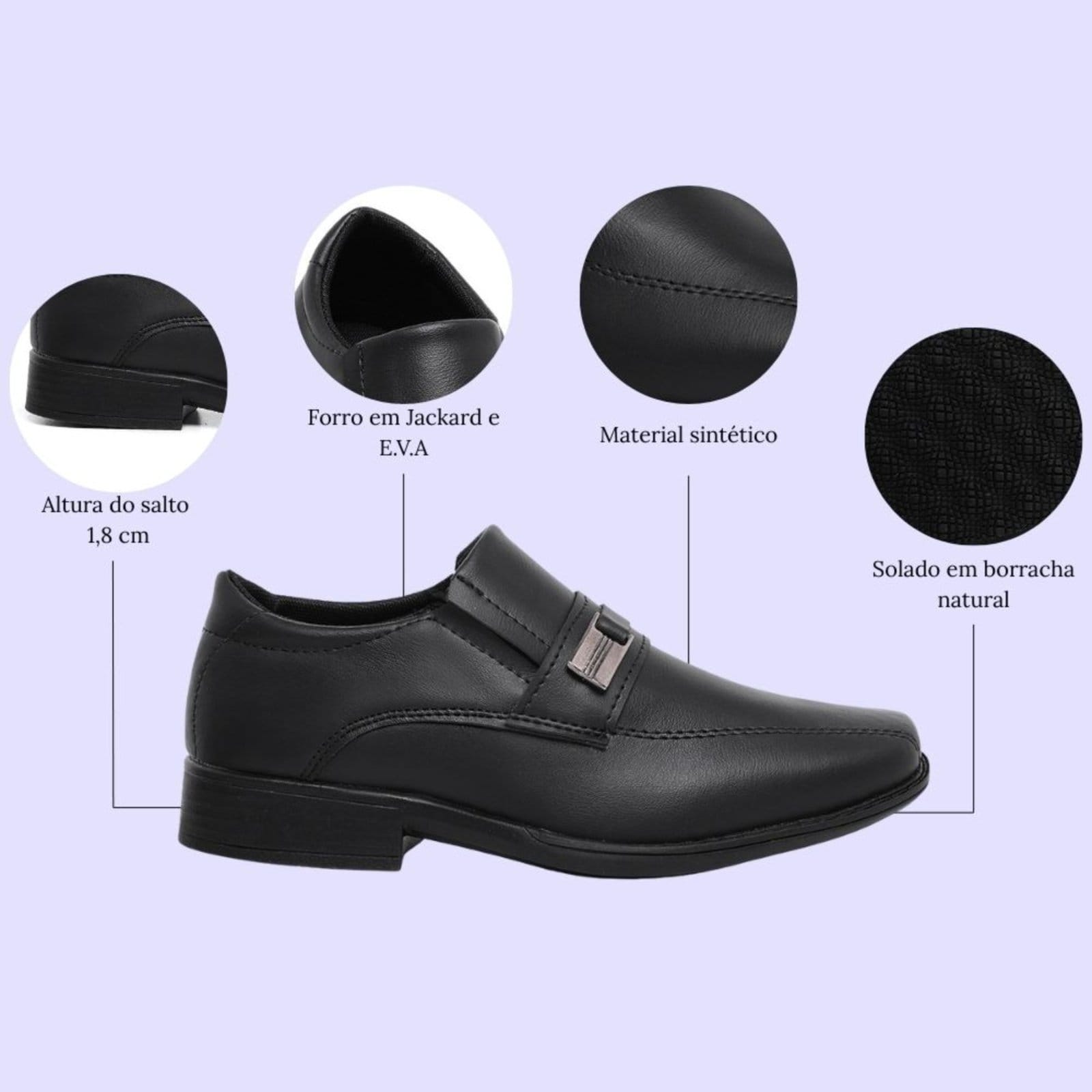 Vista 2 Sapato Social Para Menino Daminho Festa Formatura Macio Moderno 445 Schiareli preto