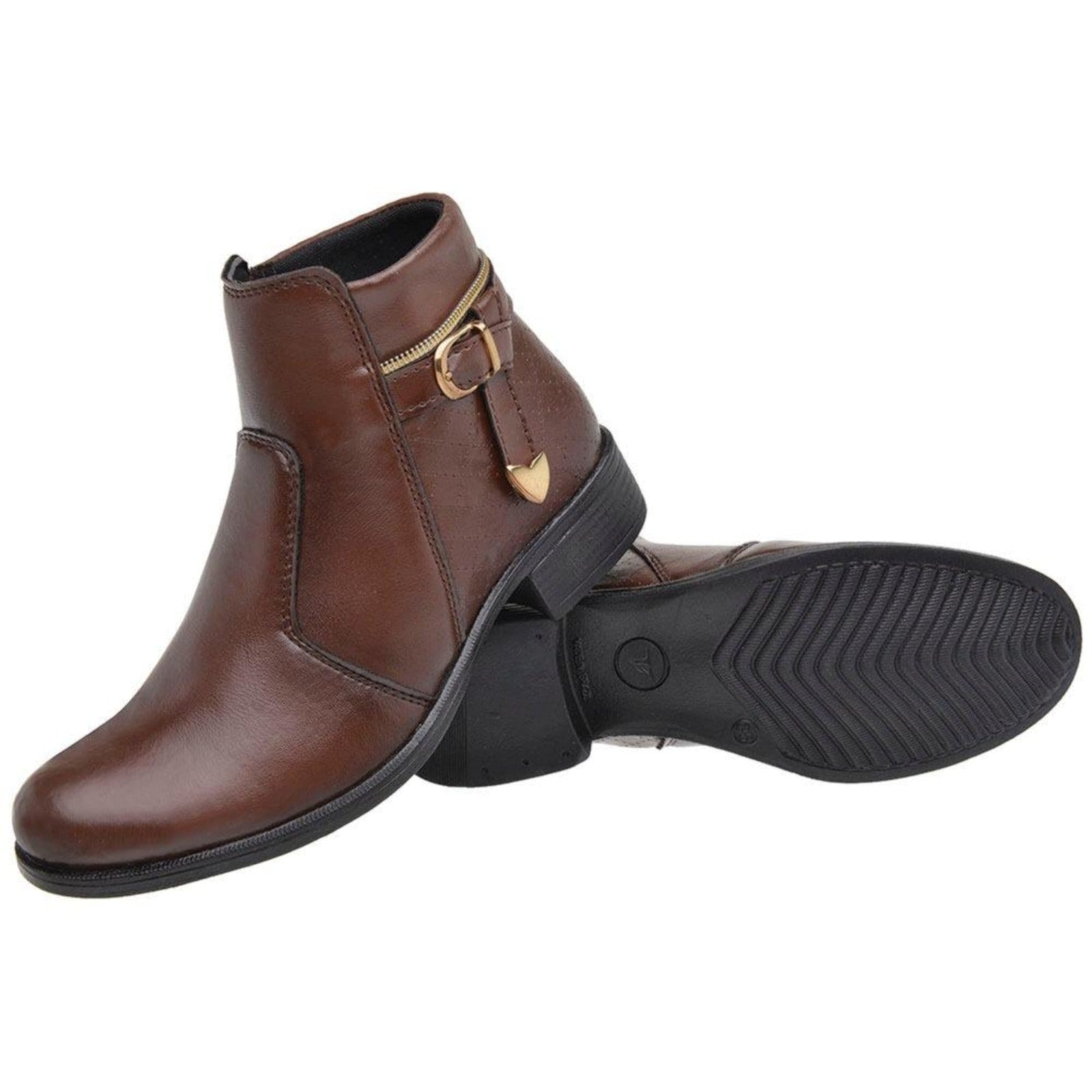 Vista 2 Bota Cano Curto Coturno Casual Botinha Confortável Macia Nine4 café/marrom