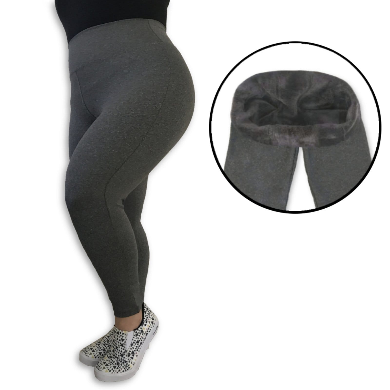 Calça Legging Plus Size Heide Ribeiro Flanelada Térmica Mescla