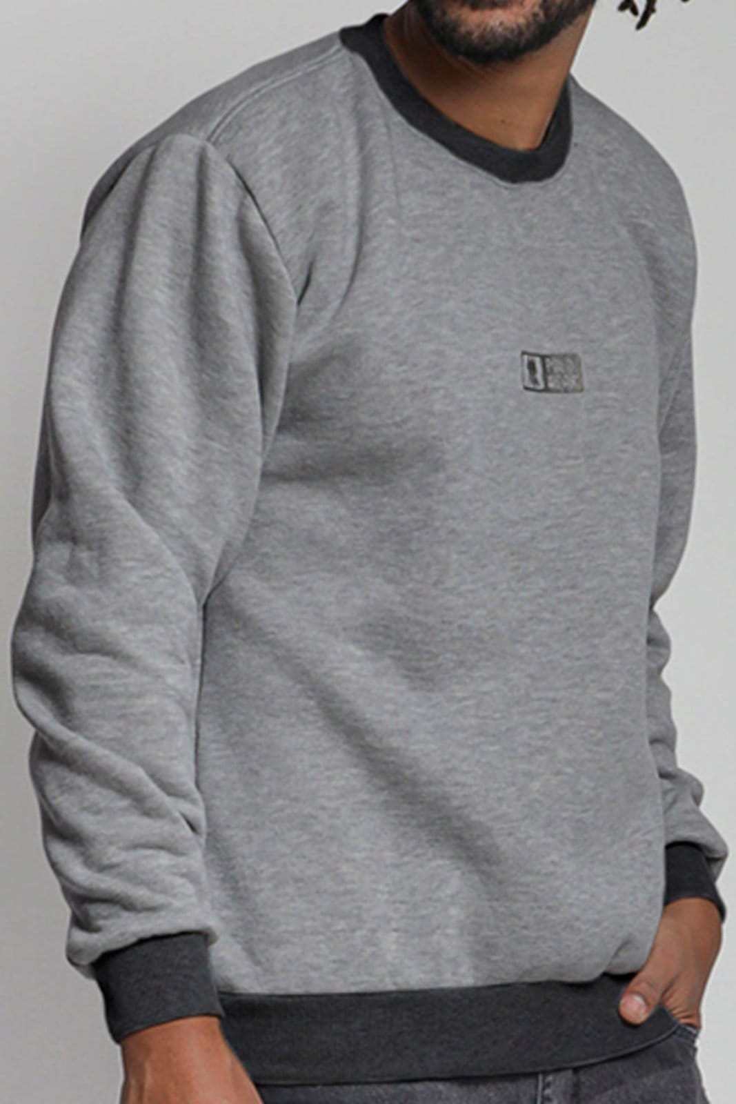 Vista 2 Blusa Moletom Masculina Gola Careca Polo Wear Escuro Polo Wear cinza