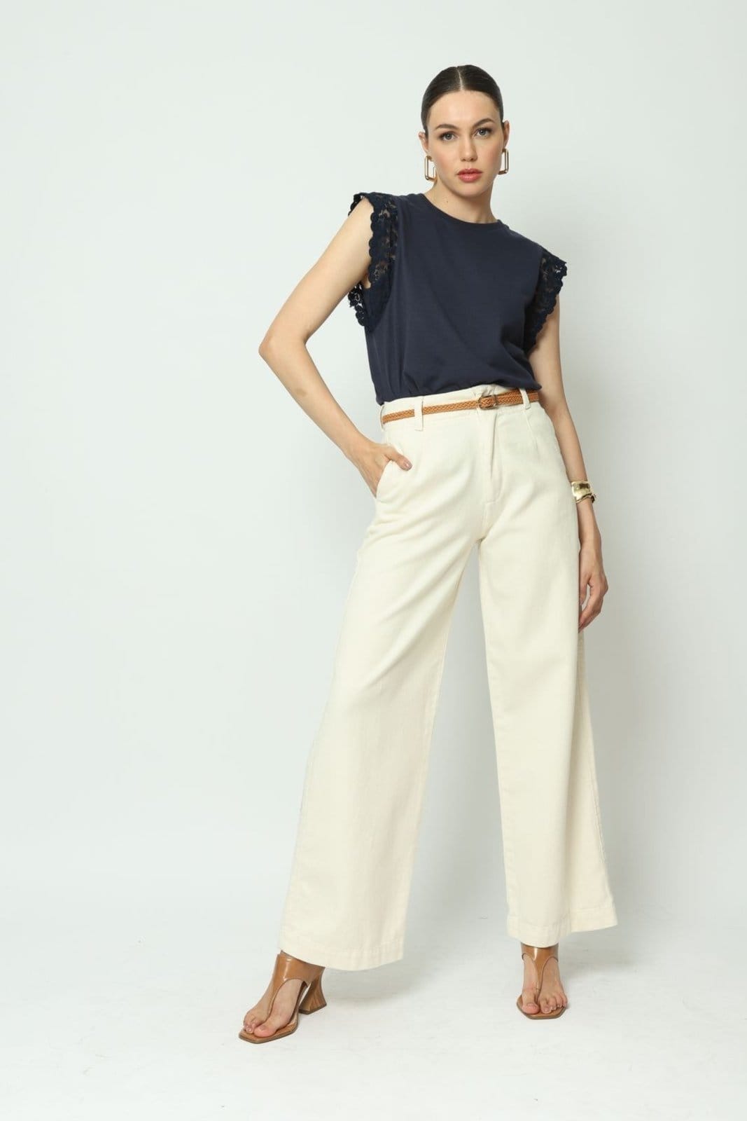 Calça Sarja Reta Alfaiataria Natural 38