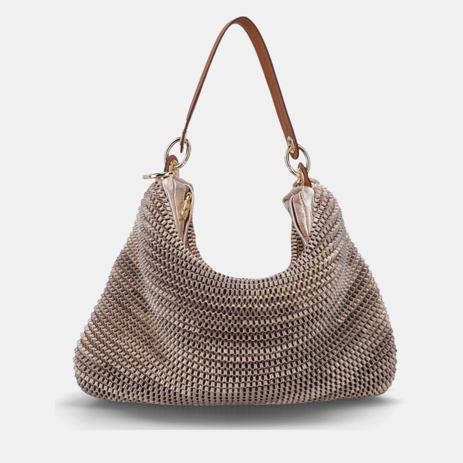 Vista 2 Bolsa Grande Luz Da Lua Couro Madras 10004098 Luz Da Lua Luz Da Lua dourado