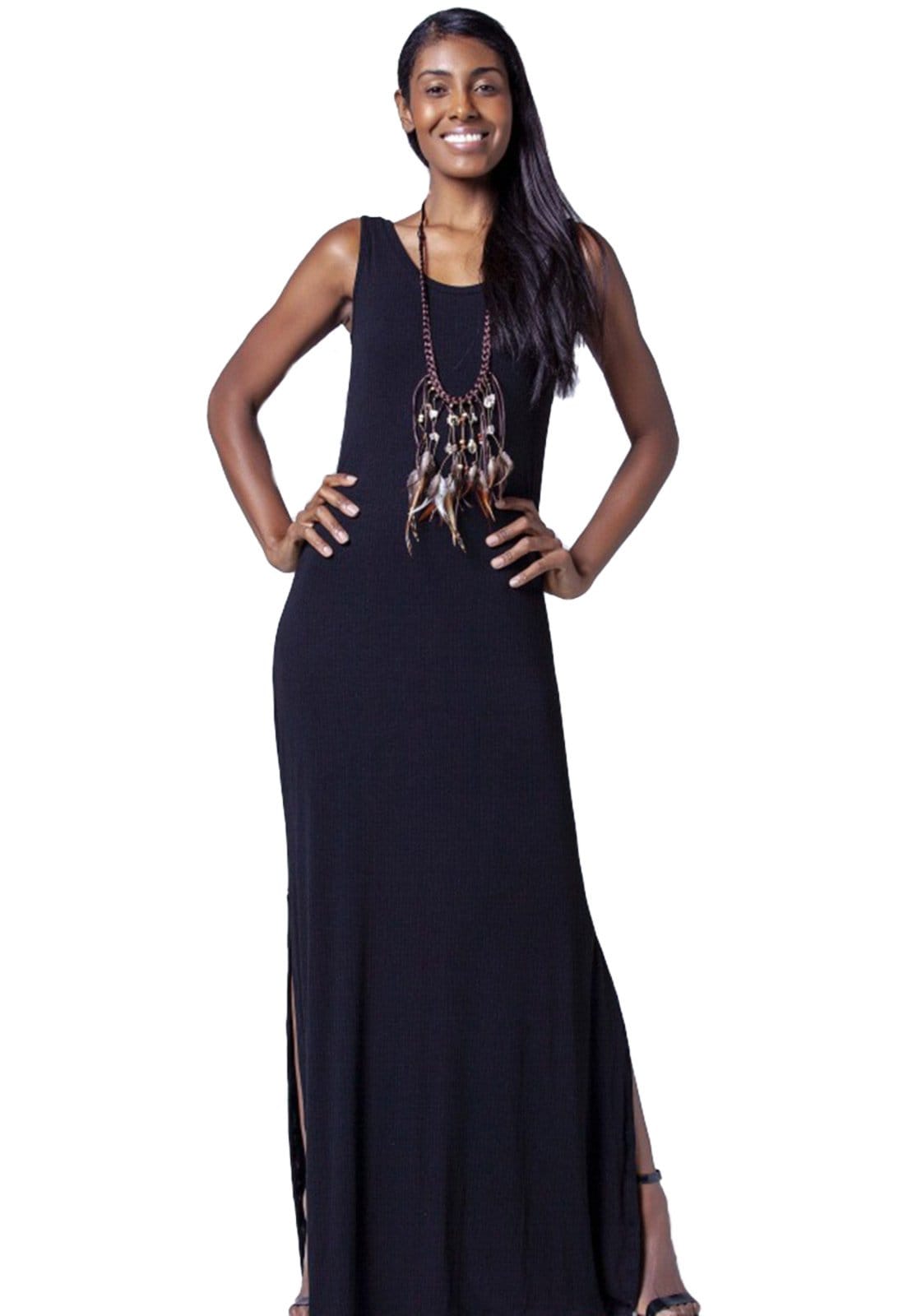 Vista principal Vestido Longo Malha Amazonia Vital Classic Amazonia Vital preto