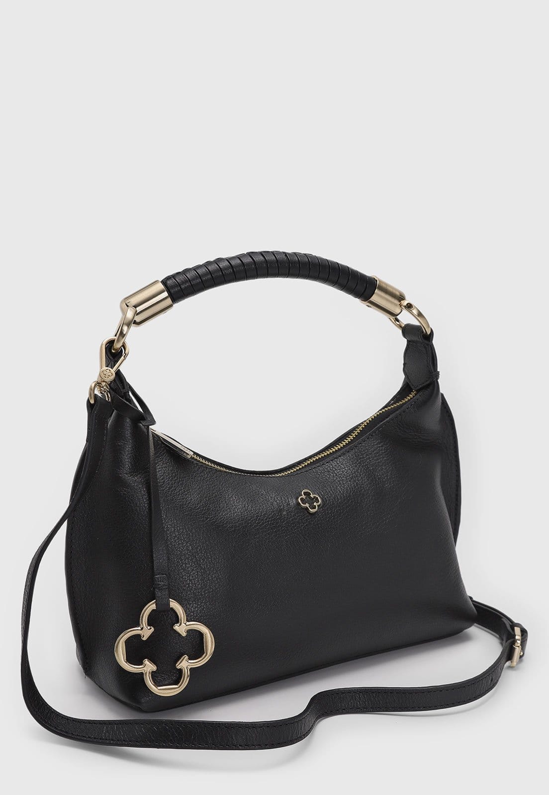 Vista 2 Bolsa Feminina Capodarte Média Alça Tramada Preta Capodarte preto