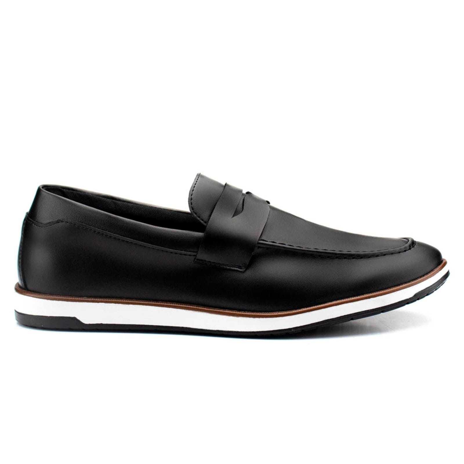 Vista 2 Sapato Loafer Masculino Bredeni Social Sem Cadarço Mocassim Slip On Resistente BREDENI preto