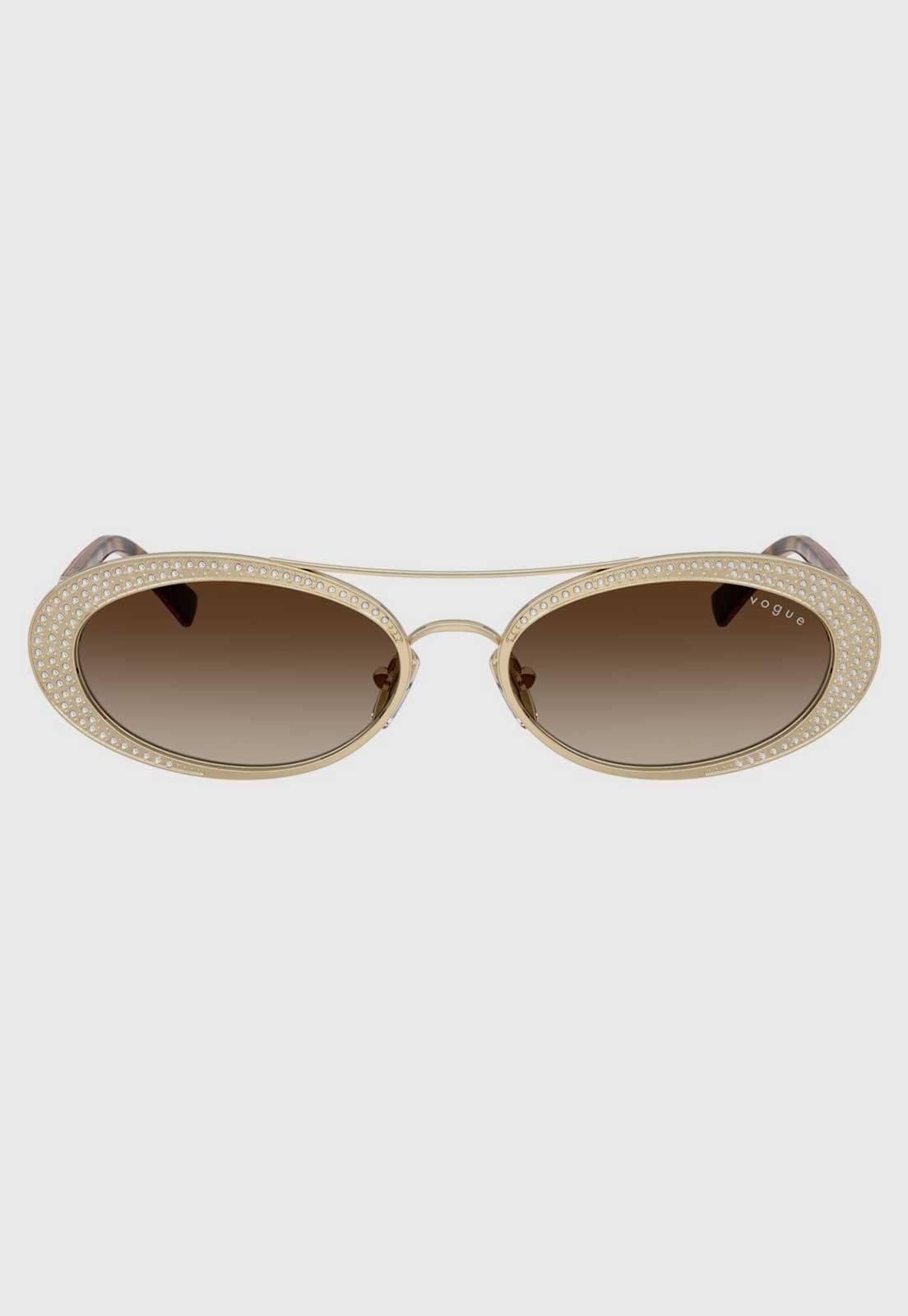 Vista 2 Óculos Feminino Vogue Cristais Oval Vogue dourado