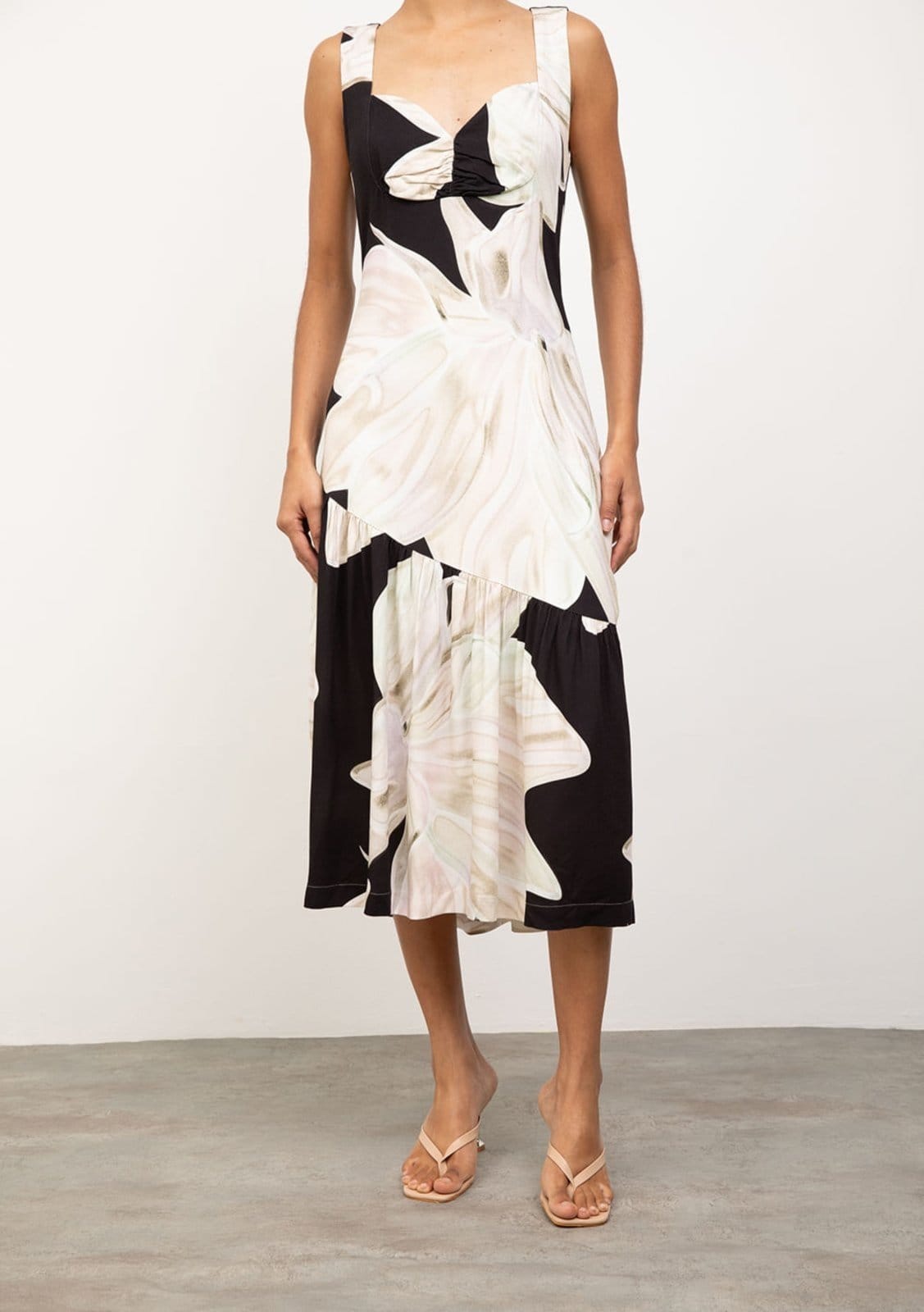 Vista 2 Vestido Iódice Ajustado Decote V Com Alça Midi IÓDICE preto