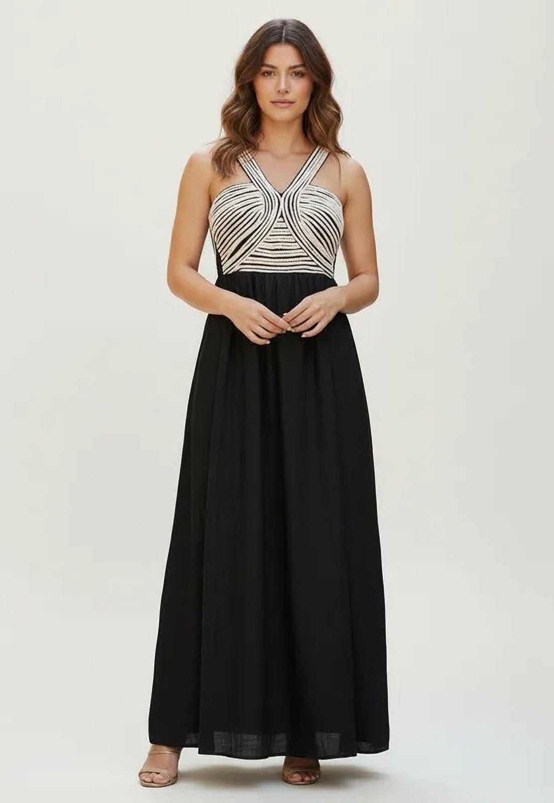 Vista principal Vestido CabanaFree Alvorada Longo Noite Tranquila Cabanafree preto