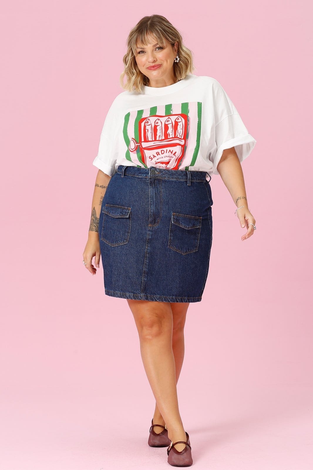 Vista principal Saia In Love Jens Curta Solange In Love azul