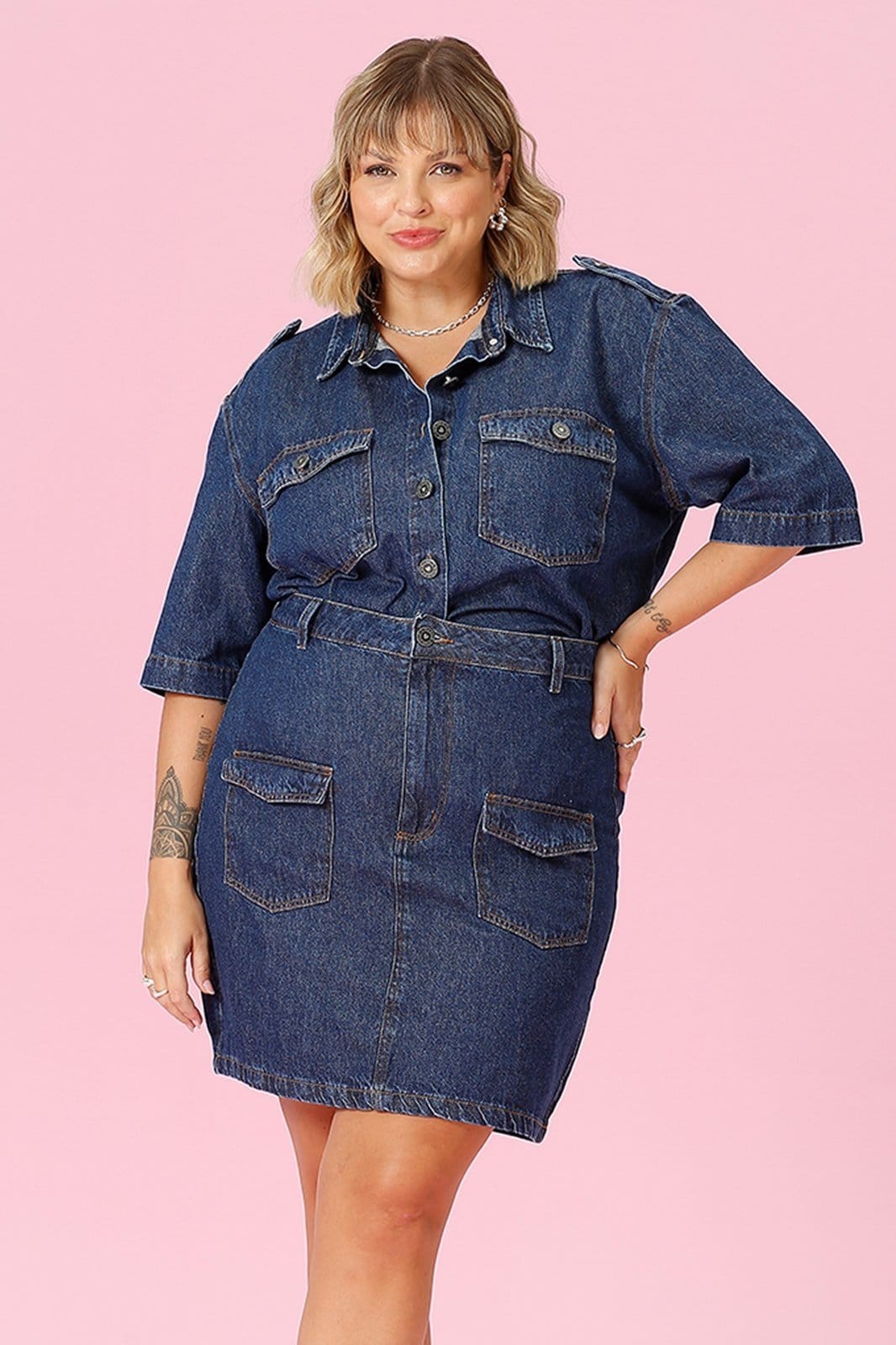 Vista 2 Saia In Love Jens Curta Solange In Love azul