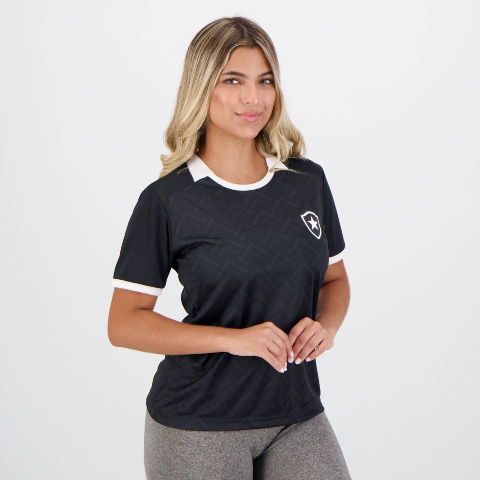Vista 2 Camisa Botafogo Chalkboard Feminina Preta braziline preto