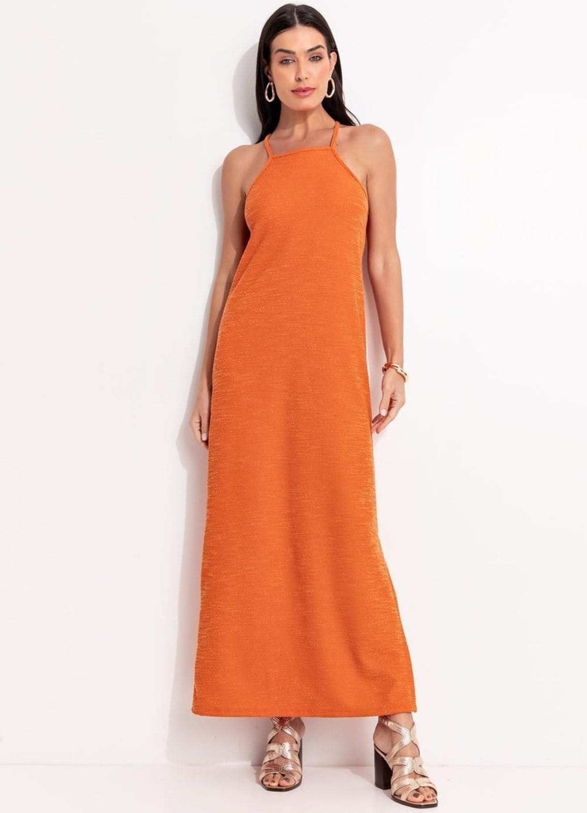 Vestido Em Malha Texturizada Escuro