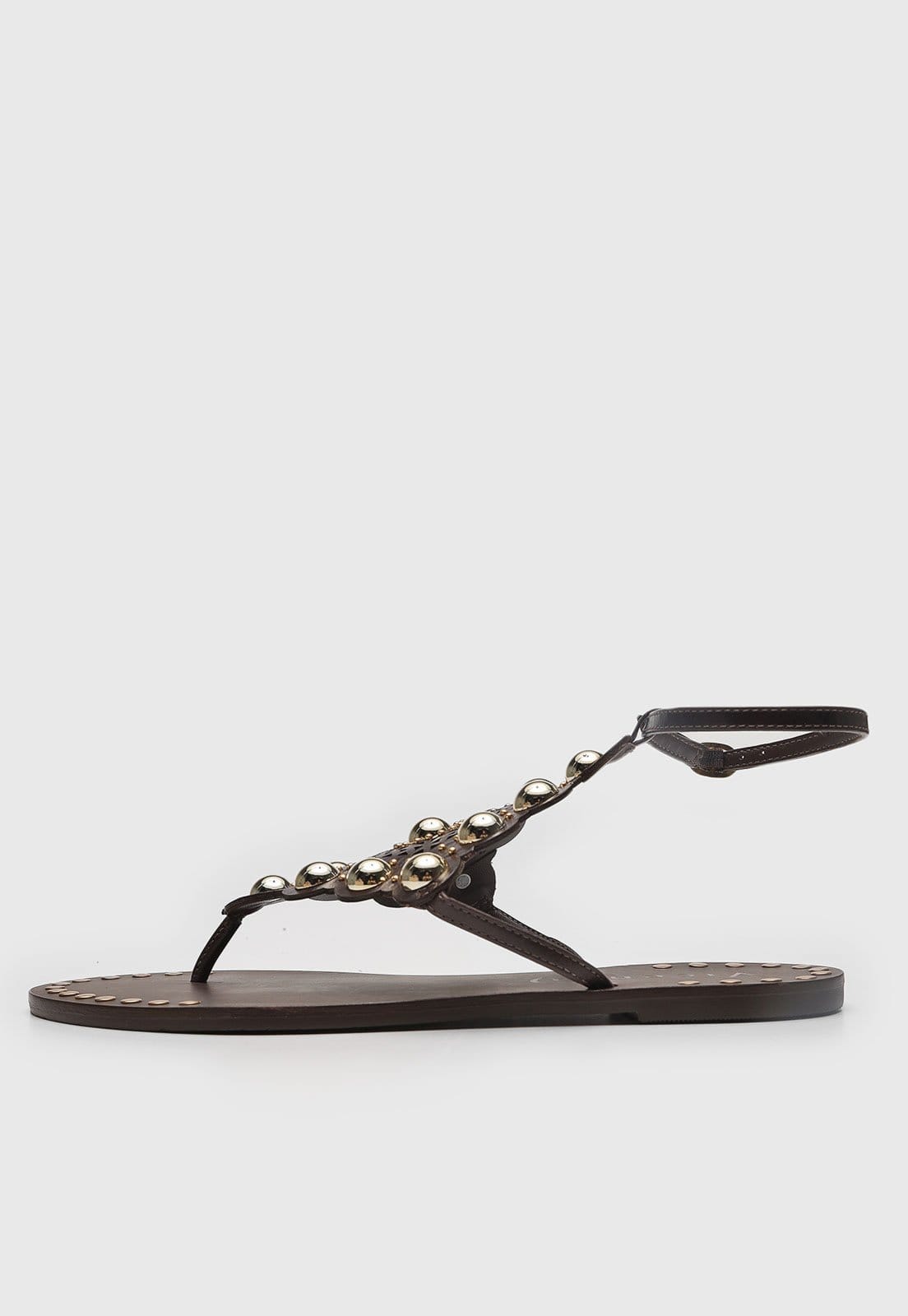 Vista principal Rasteira Feminina Vicenza Esferas Vazado Fechada Vicenza marrom