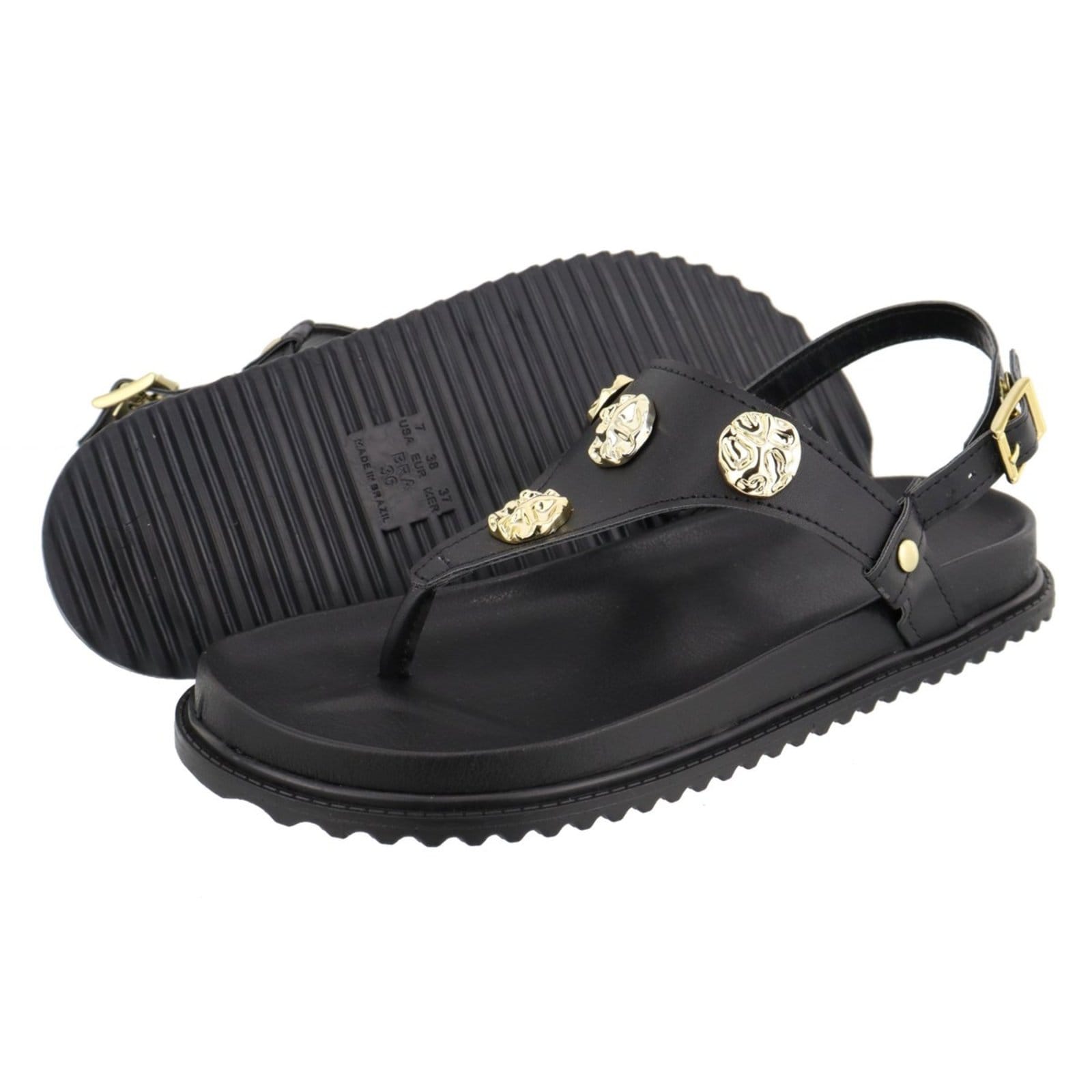 Sandália Papete Feminina Delicada e Estilosa MetaisLançamento Preta - 2