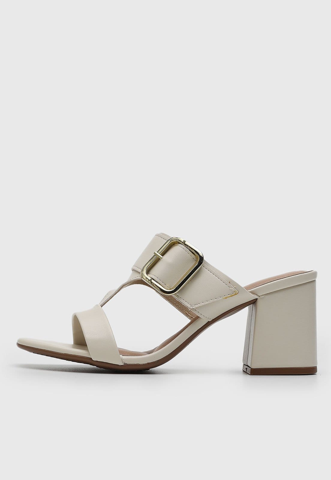 Sandália Feminina Beira Rio Salto Médio Bloco Off-White