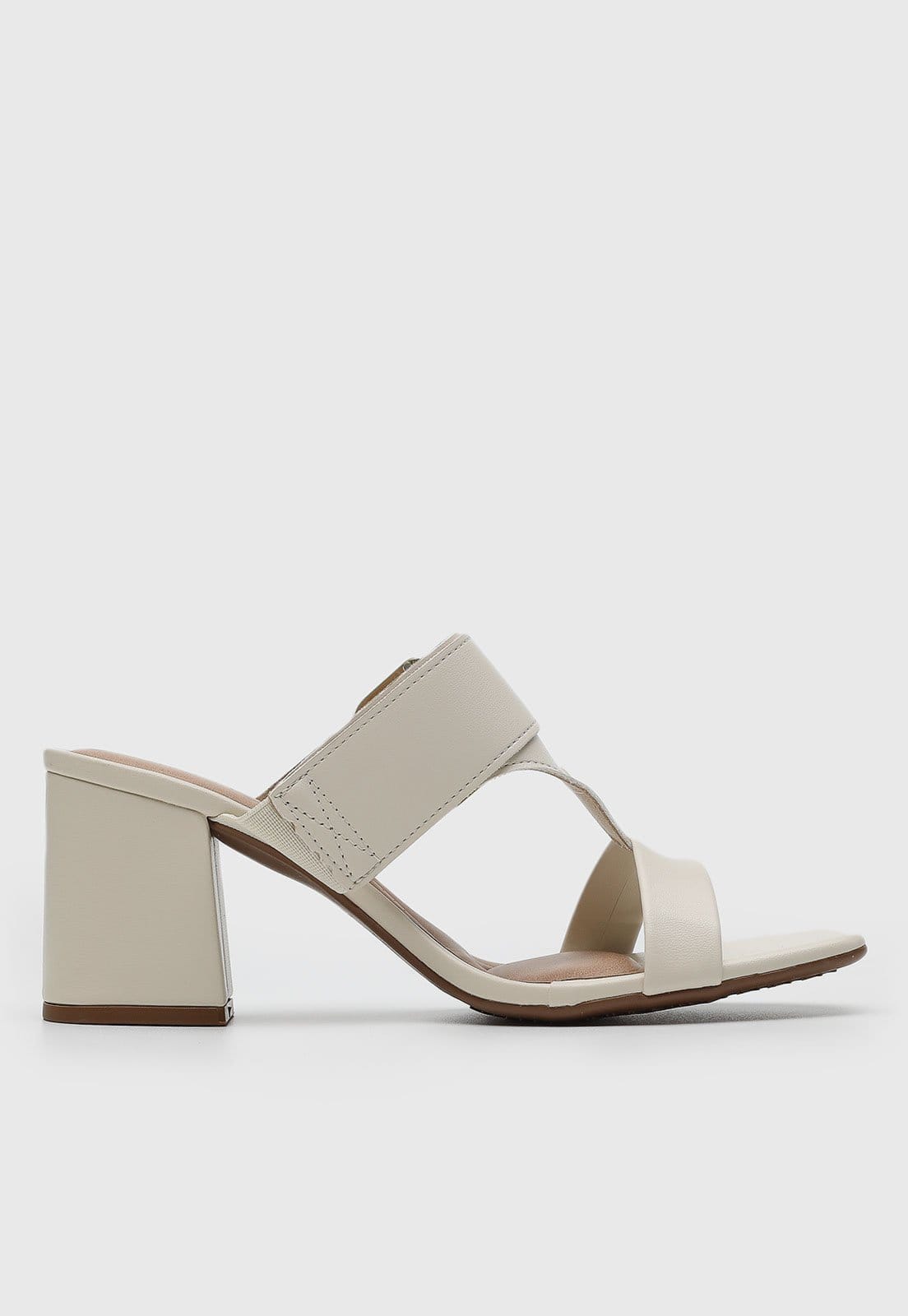 Vista 2 Sandália Feminina Beira Rio Salto Médio Bloco Off-White BEIRA RIO off-white white