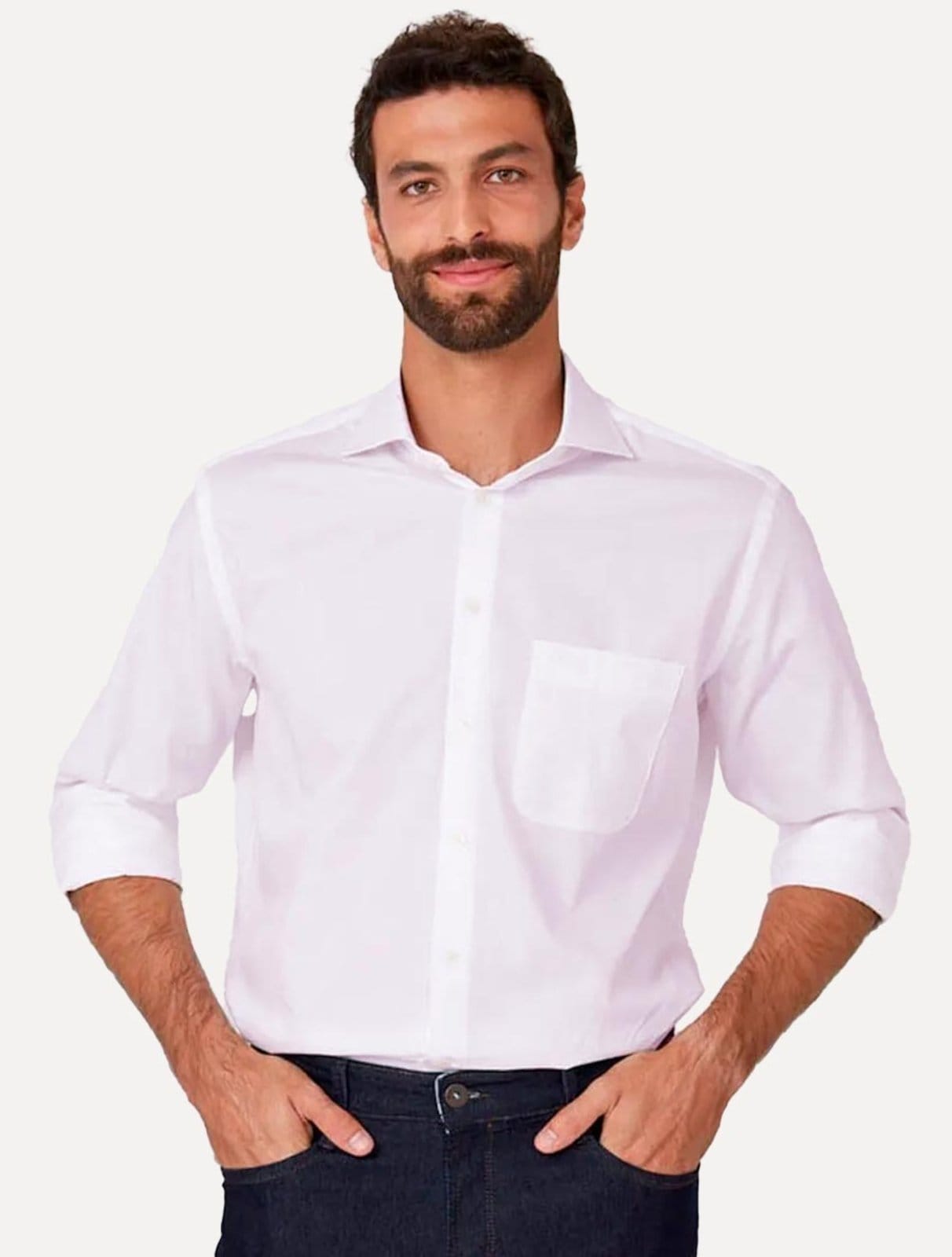 Vista principal Camisa Dudalina Masculina Comfort Tricoline Lisa Claro Dudalina rosa