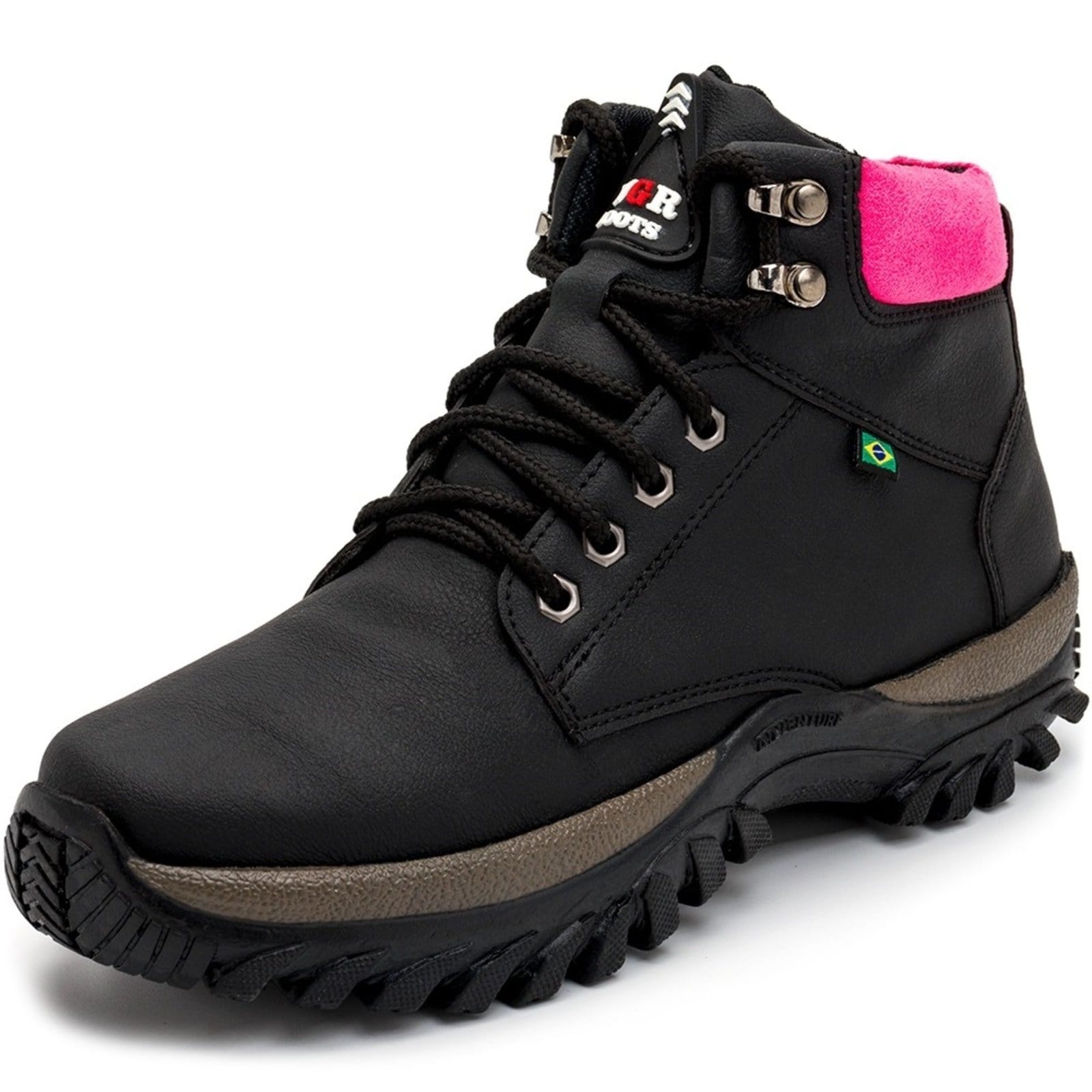 Vista principal Tenis Feminino Bota Segurança Do Trabalho Coturno Lavini Shoes preto rosa