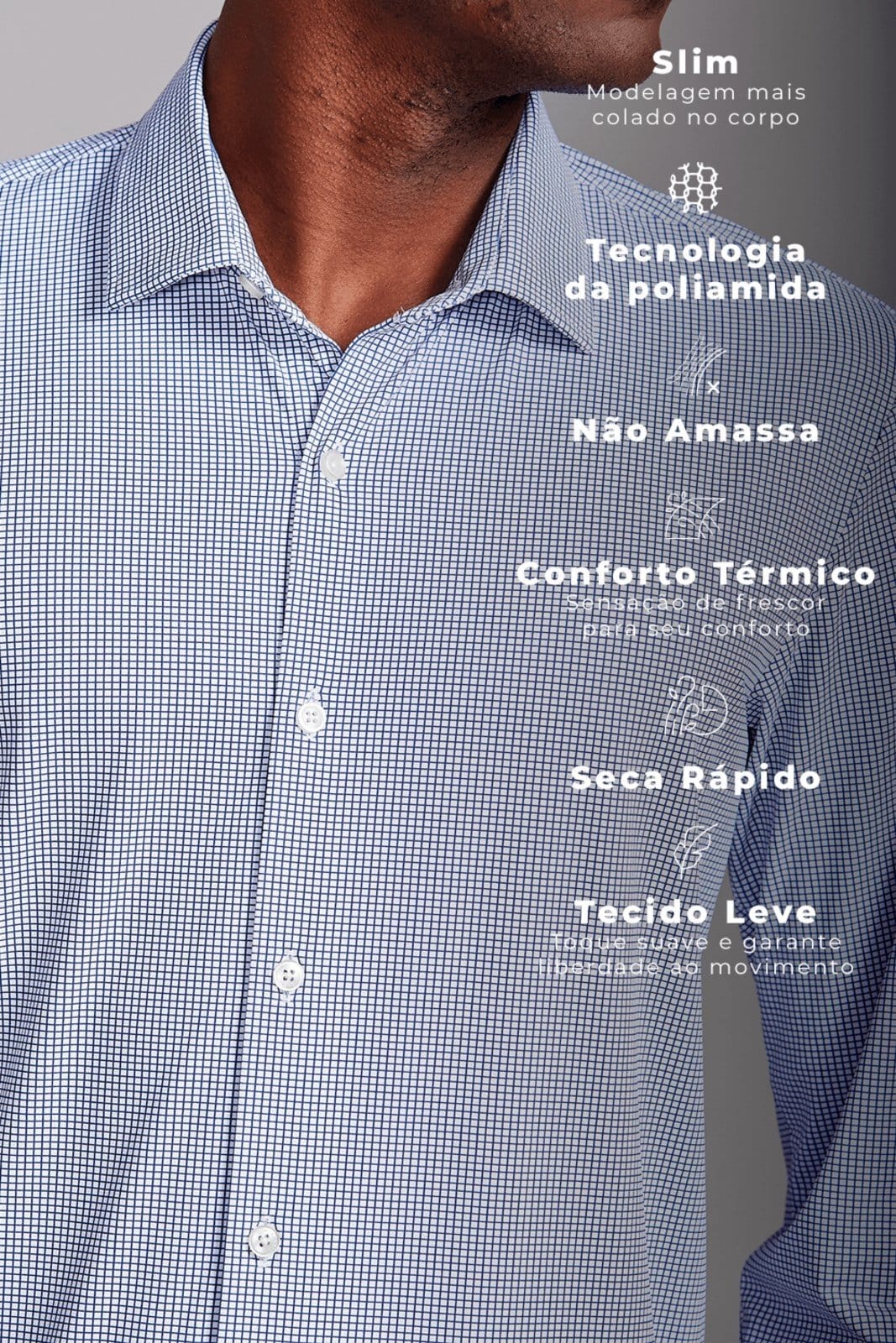 Vista 2 HIGHSTIL Camisa Tecnocomfy Slim Fit Listrada HIGHSTIL azul