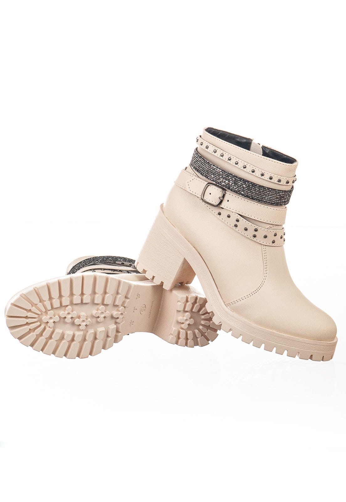 Vista 2 Coturno Botinha Off White C/fivelas Tratorado Via Birigui offwhite VIA BIRIGUI off-white white