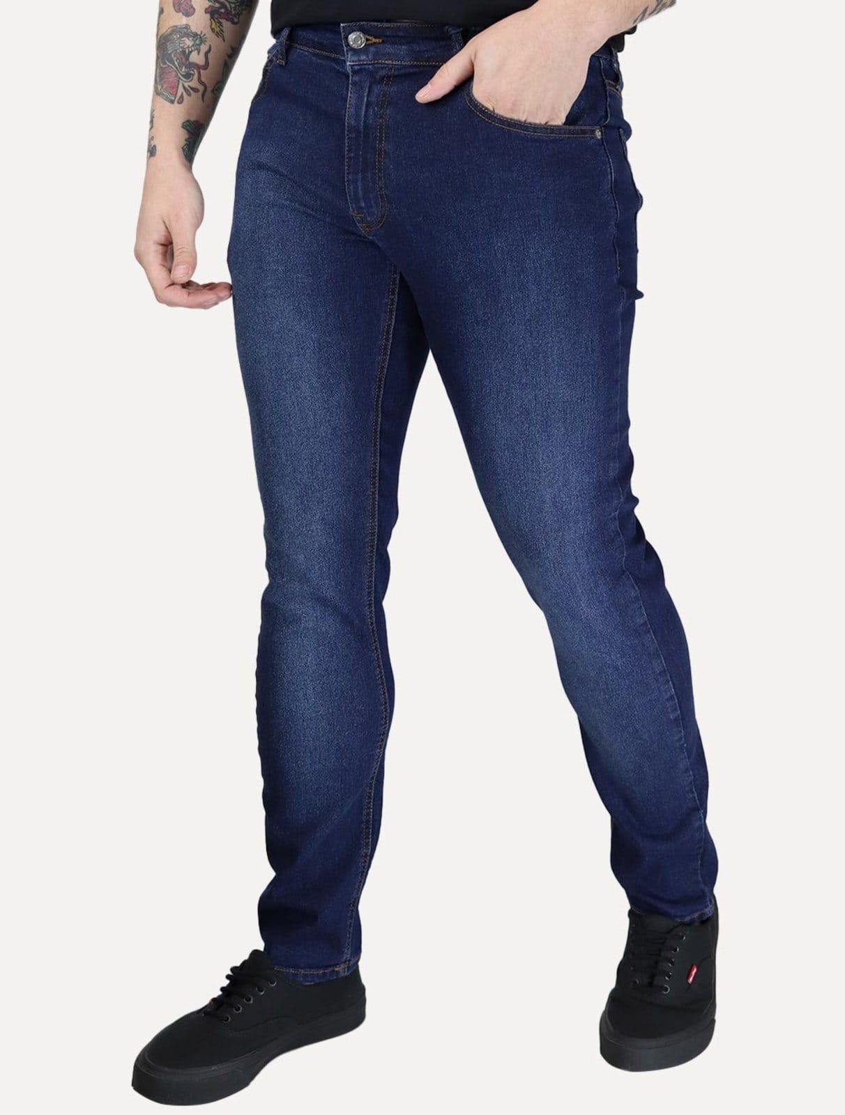 Vista principal Calça Tommy Jeans Masculina Slim Scanton Washed Lav Azul Tommy Jeans jeans azul