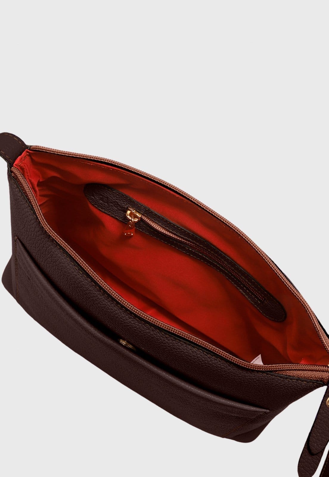 Vista 2 Bolsa Transversal Couro Mariart Orquídea Chocolate Mariart marrom